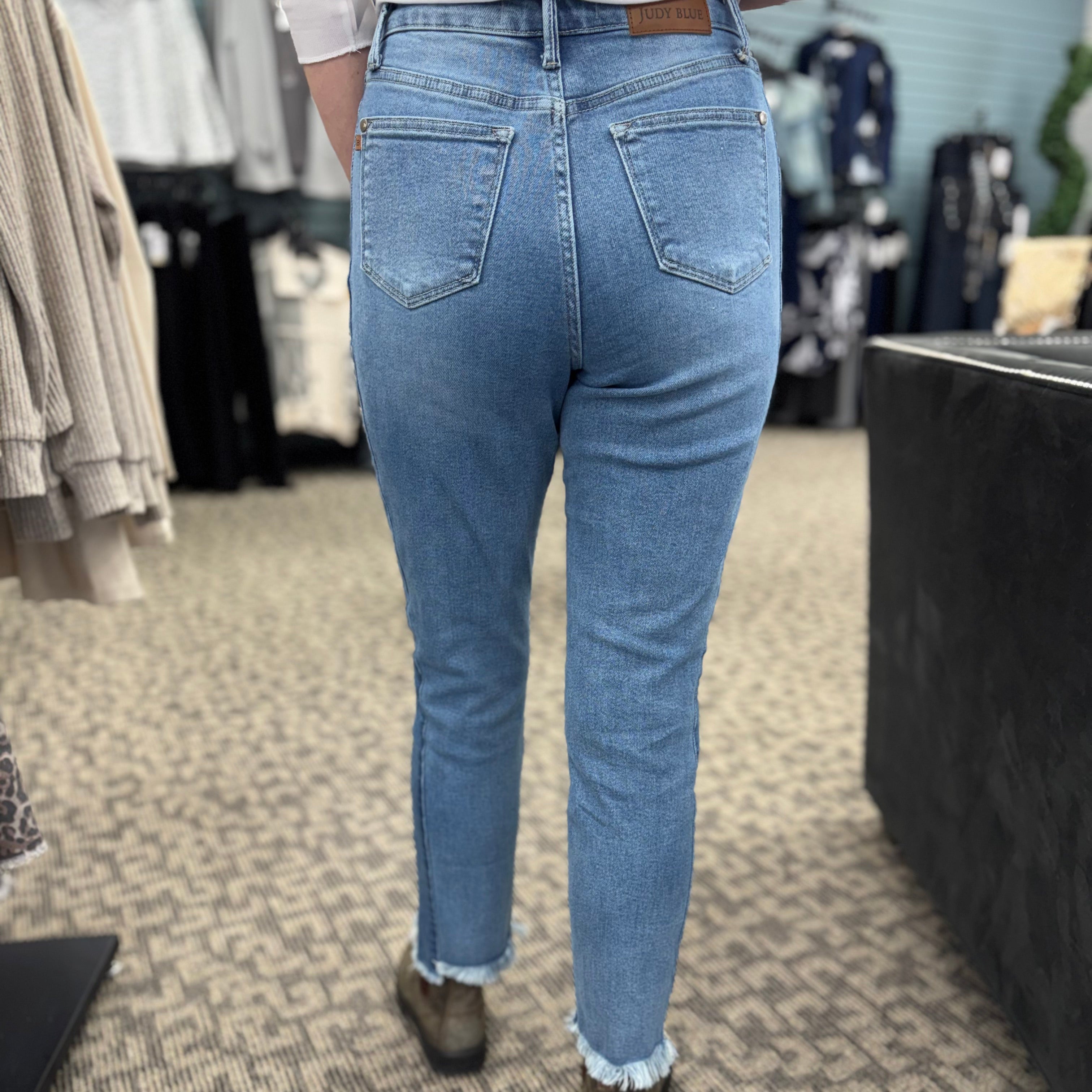 Vintage Wash Side Panel Detail with Frayed Hem