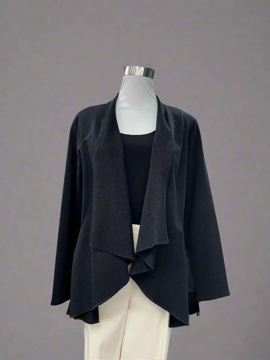 69330 French Terry Drape Front Jacket