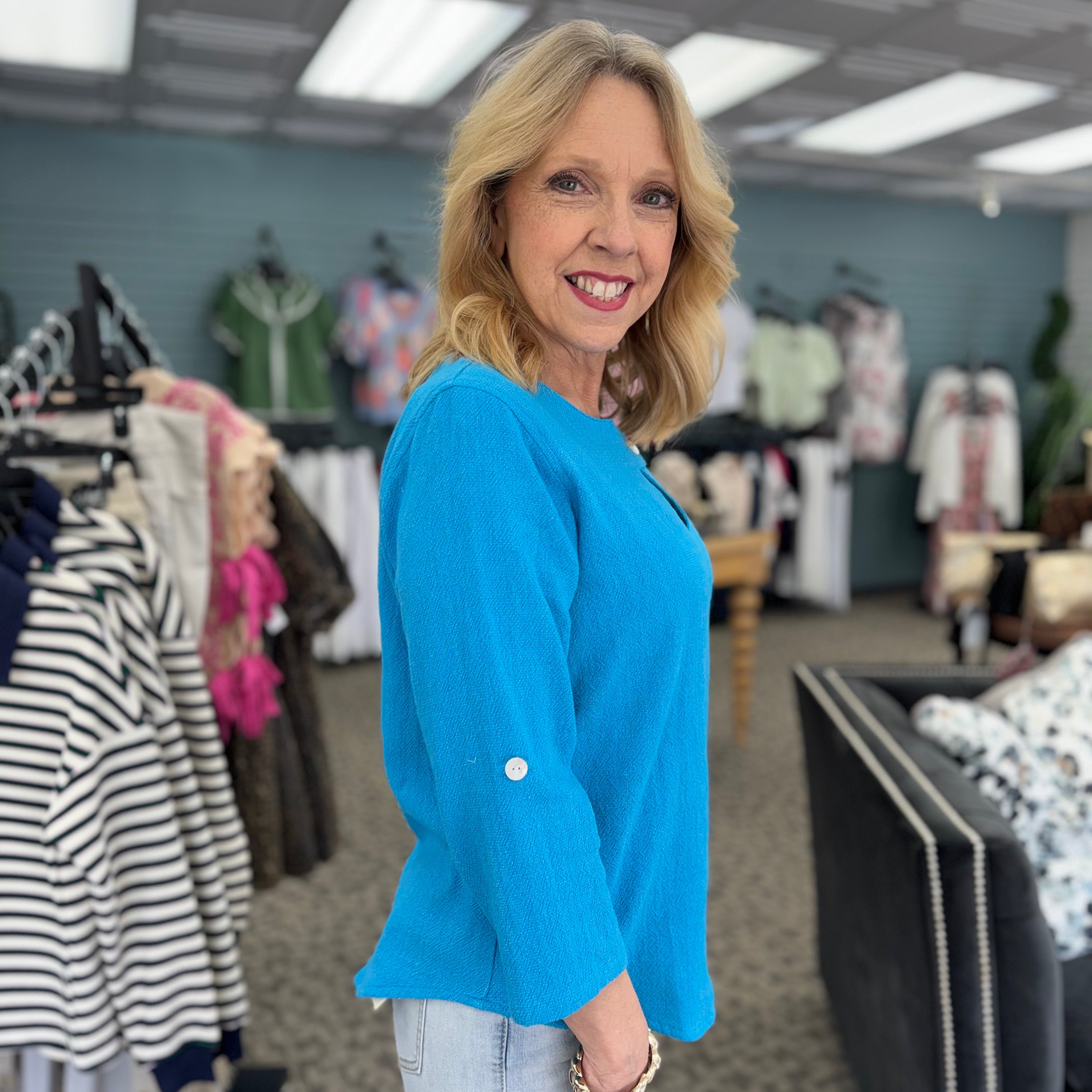 Round Neck Tab Detail PullOver