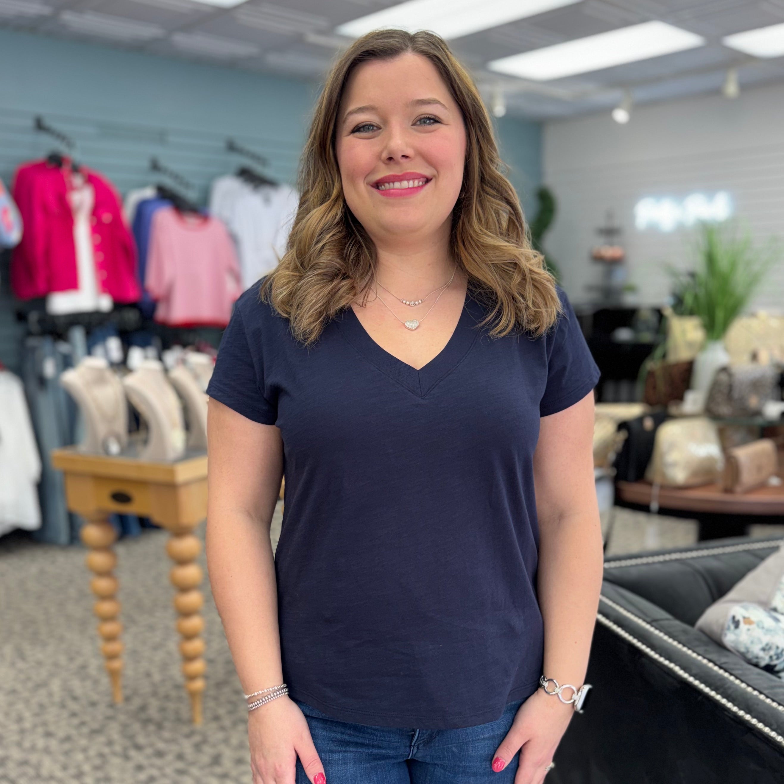 Organic Cotton Drop Shoulder V-Neck T-Shirt