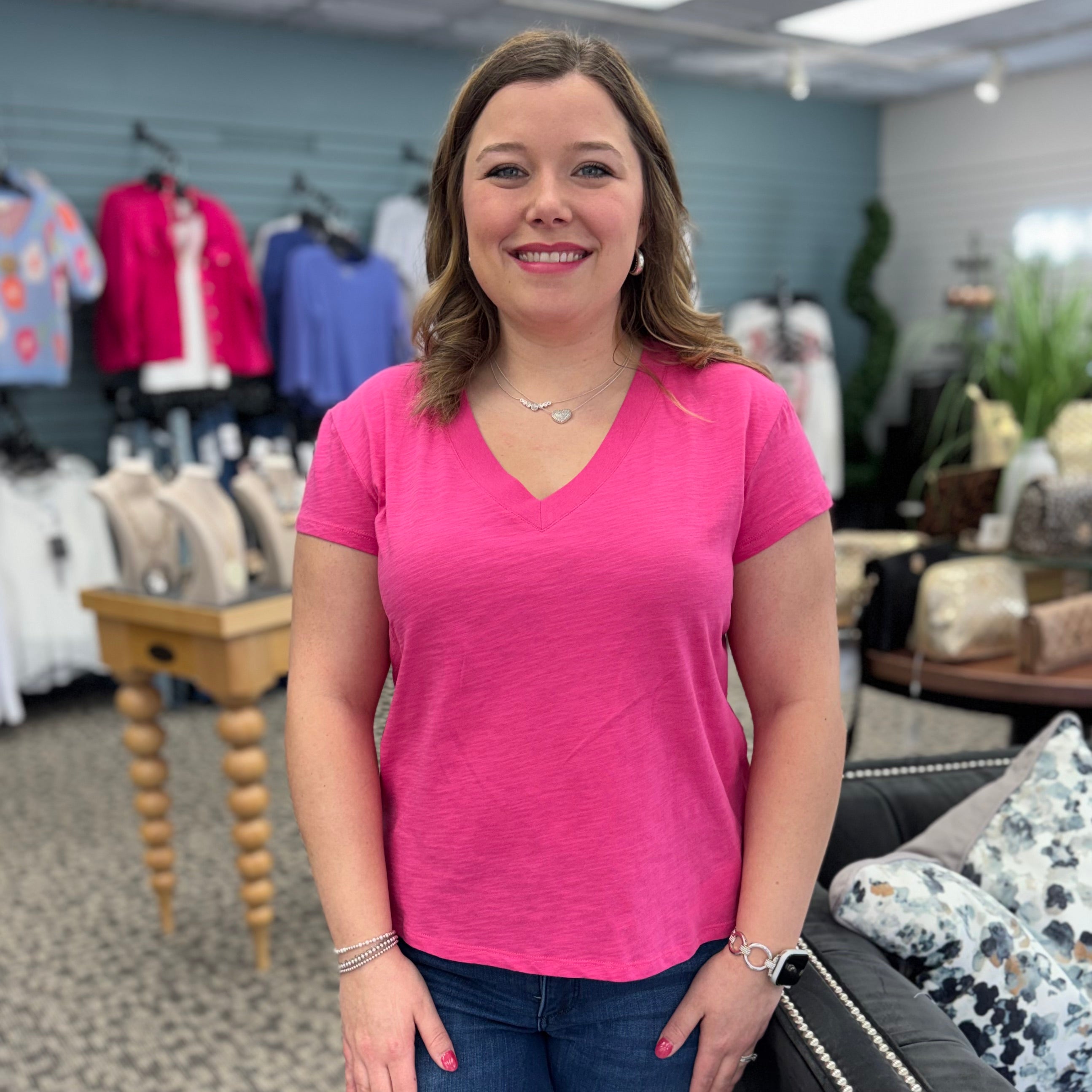 Organic Cotton Drop Shoulder V-Neck T-Shirt