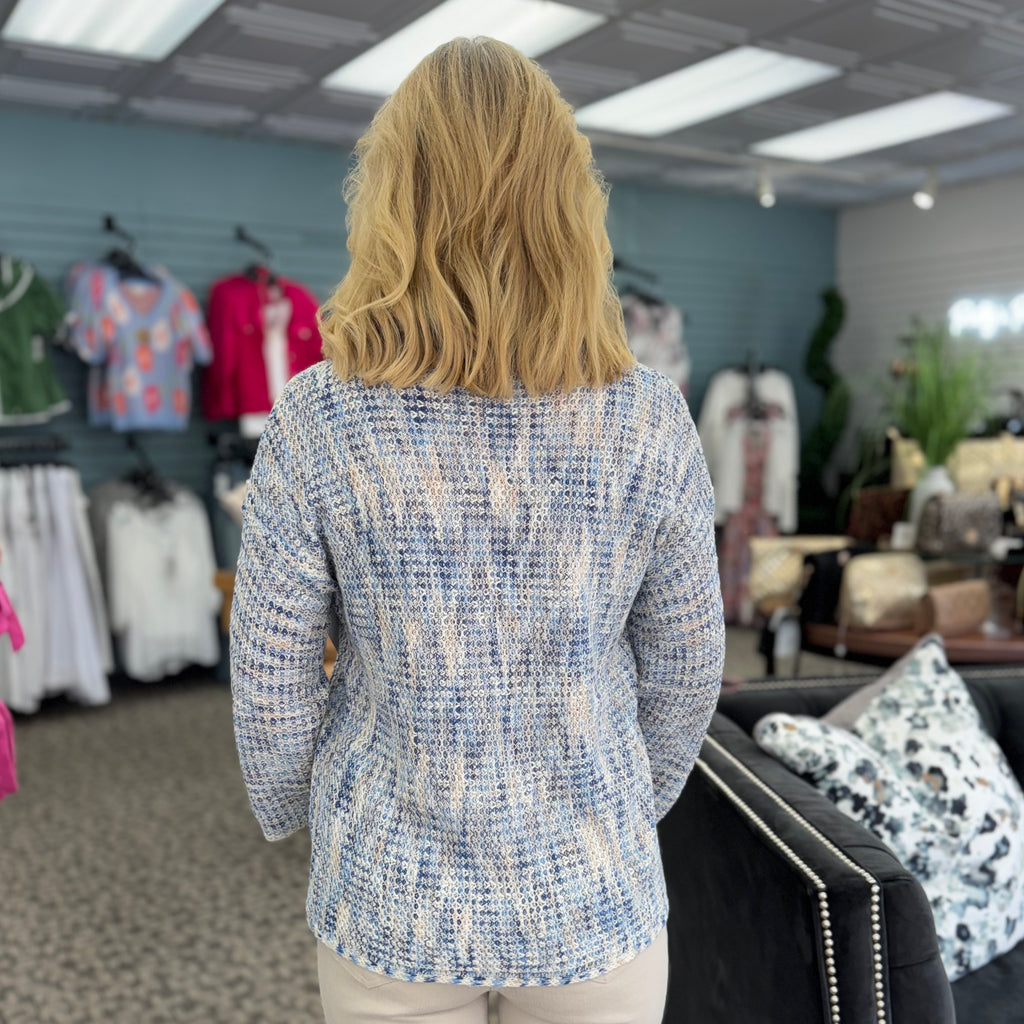 3/4 Sleeve Drop Shoulder V-Neck Sweater