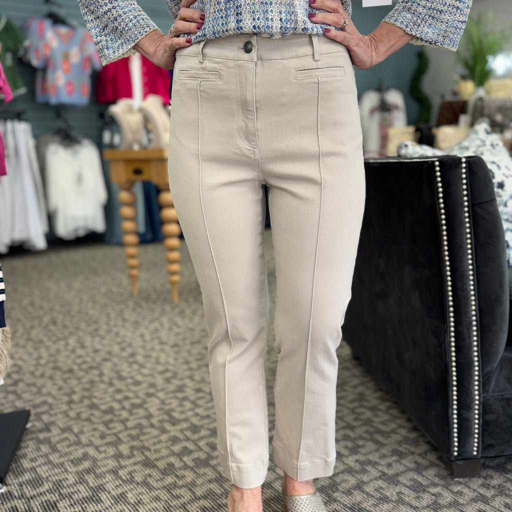 Pintuck Flare Leg Crop Jean