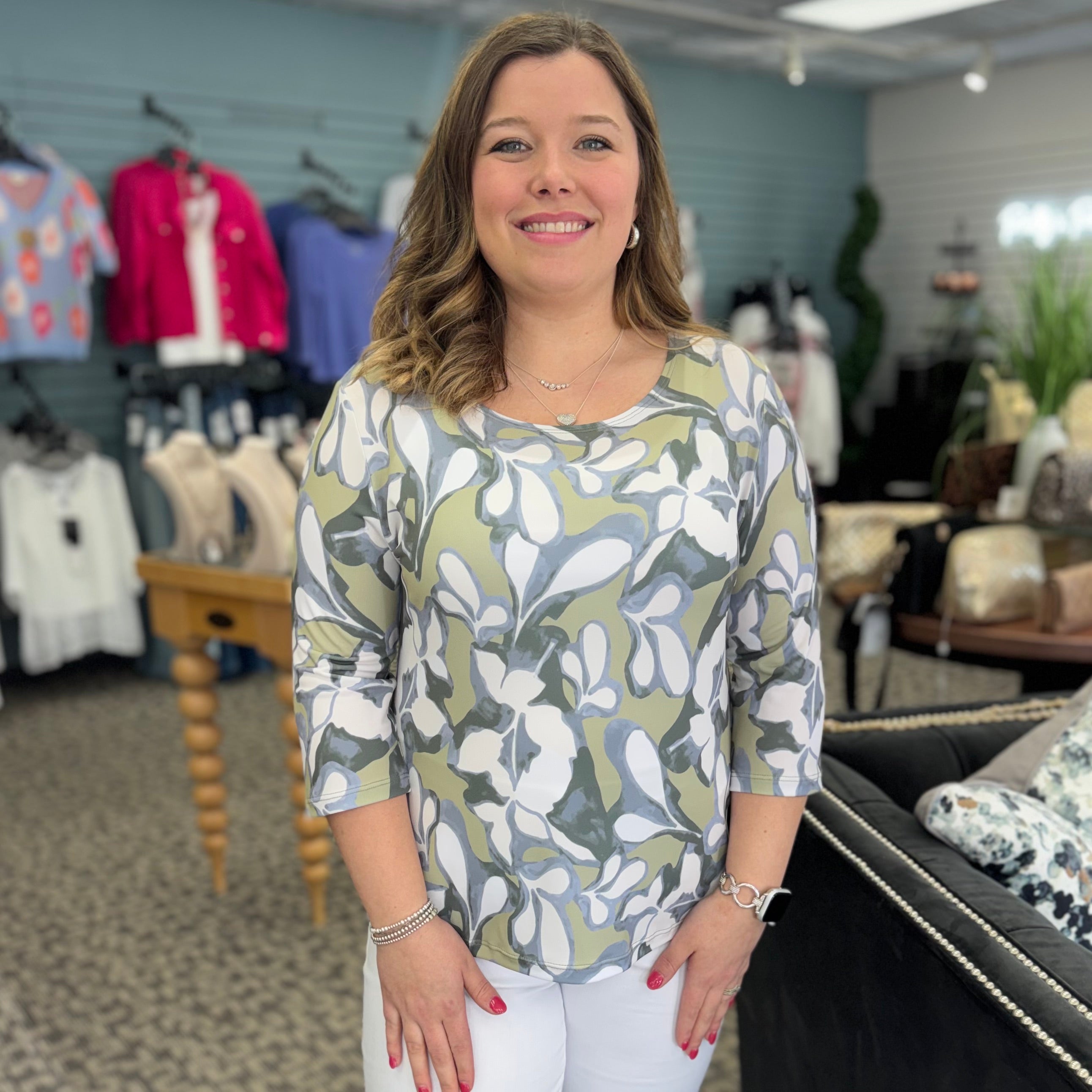 Orchid Veil Scoop Neck Half Sleeve Top