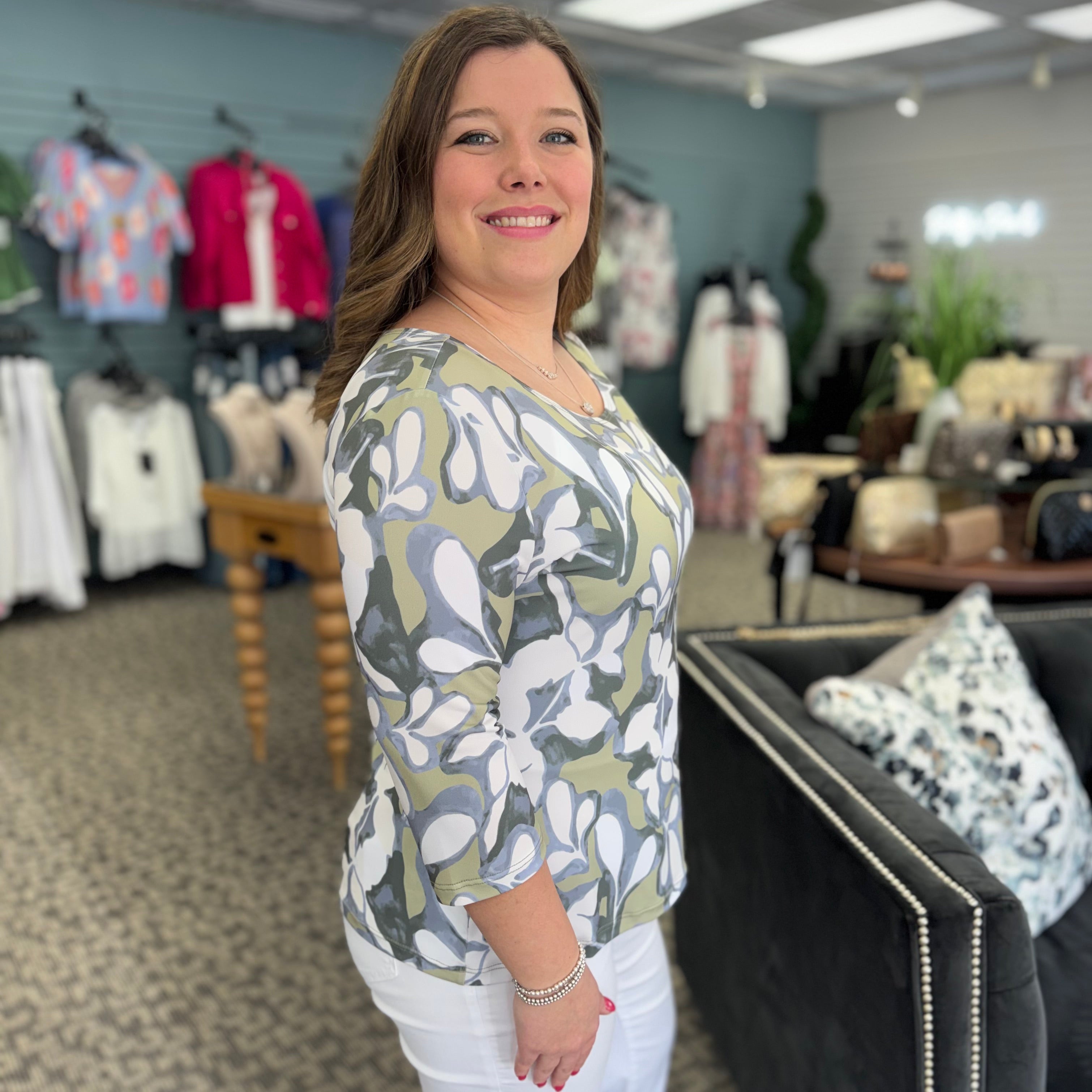 Orchid Veil Scoop Neck Half Sleeve Top