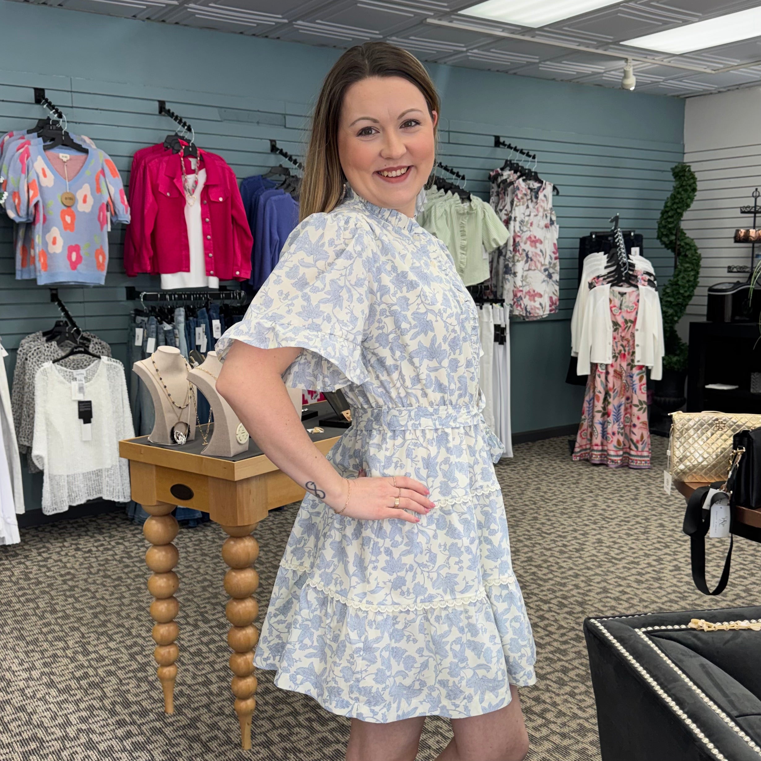Ruffled Button Down Floral Mini Dress