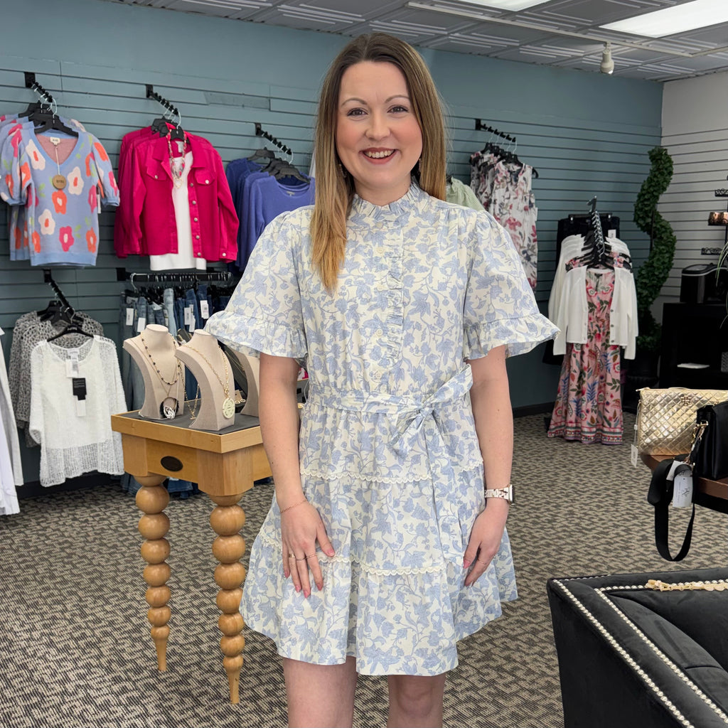 Ruffled Button Down Floral Mini Dress