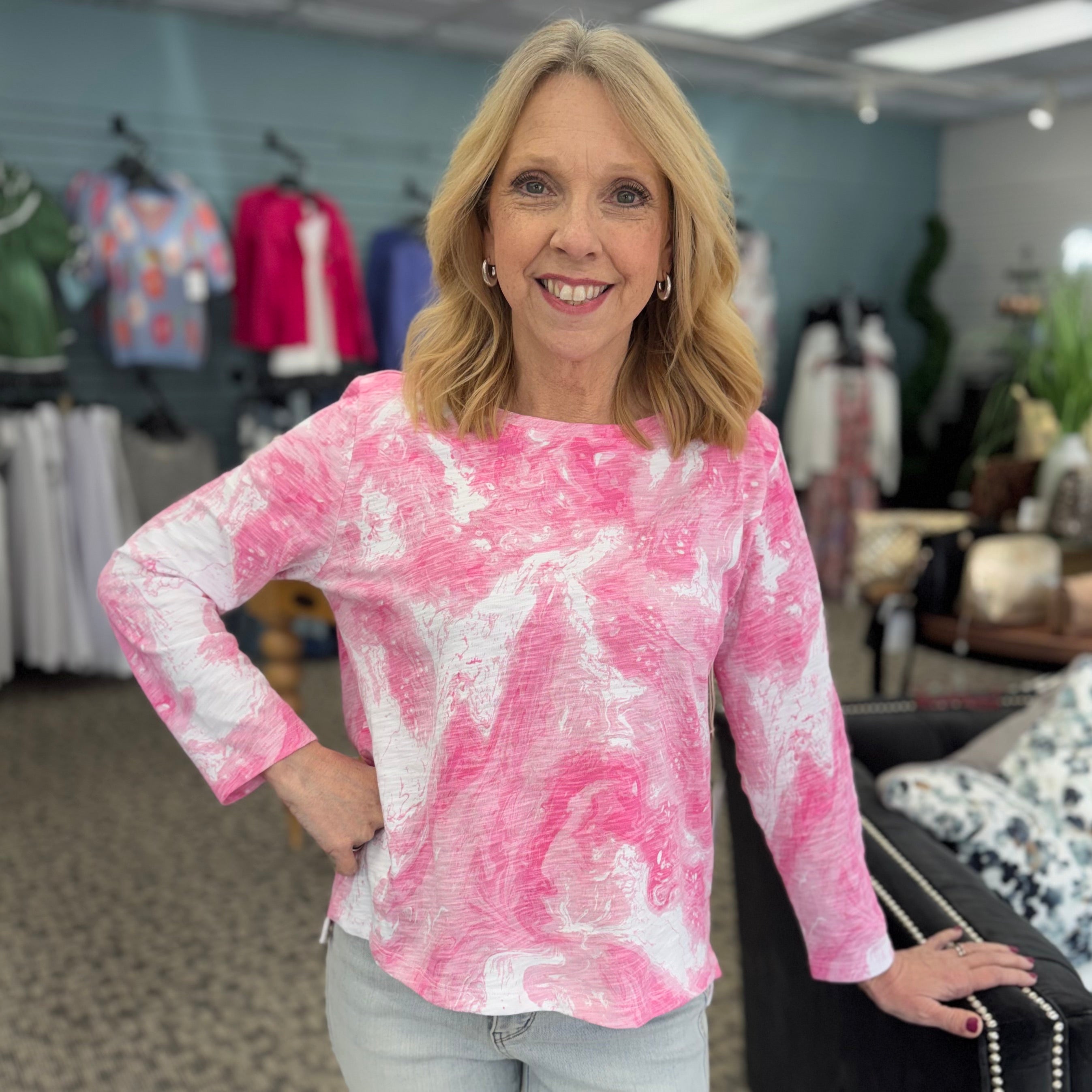 Peruvian Cotton Ocean Marble Hi-Lo Tee