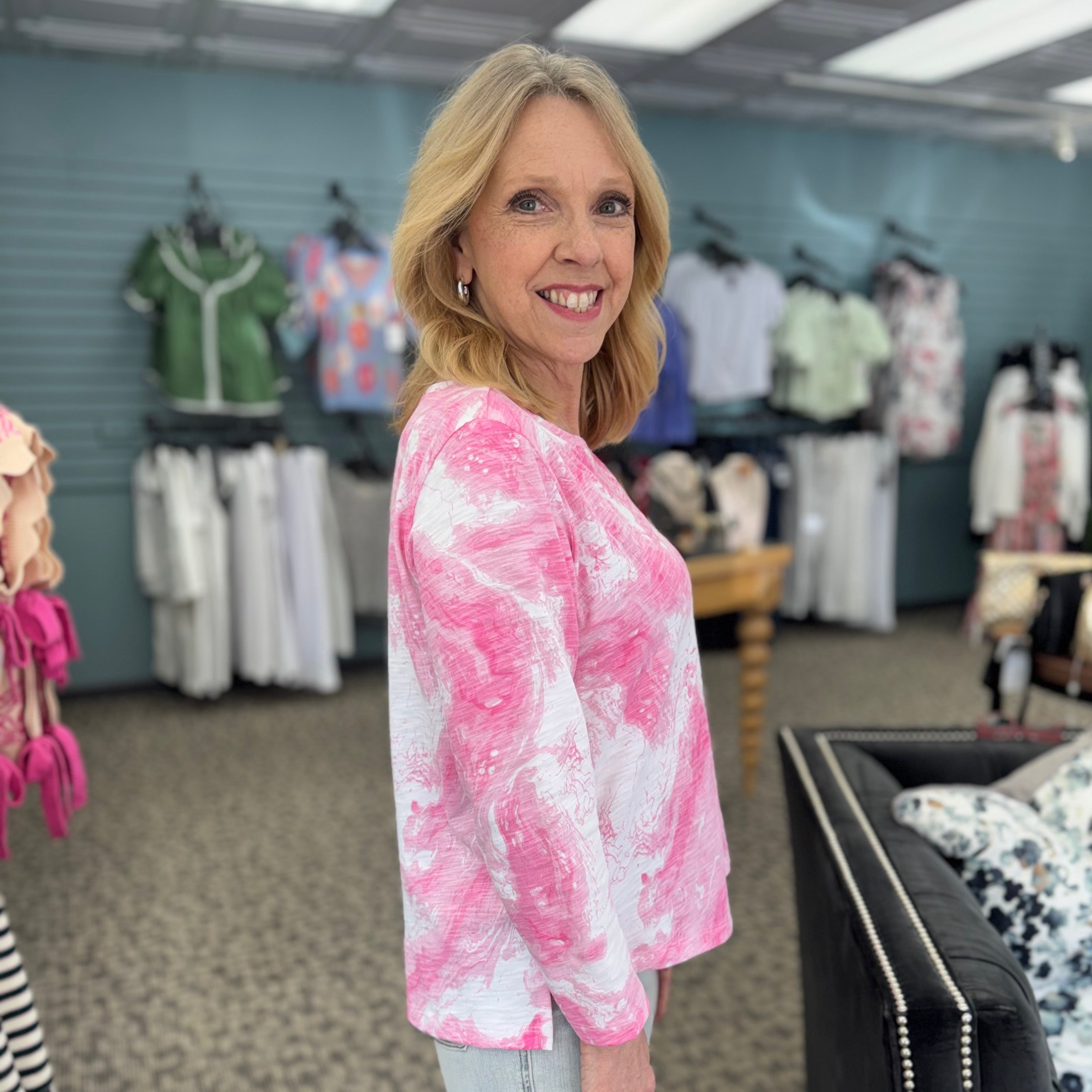 Peruvian Cotton Ocean Marble Hi-Lo Tee