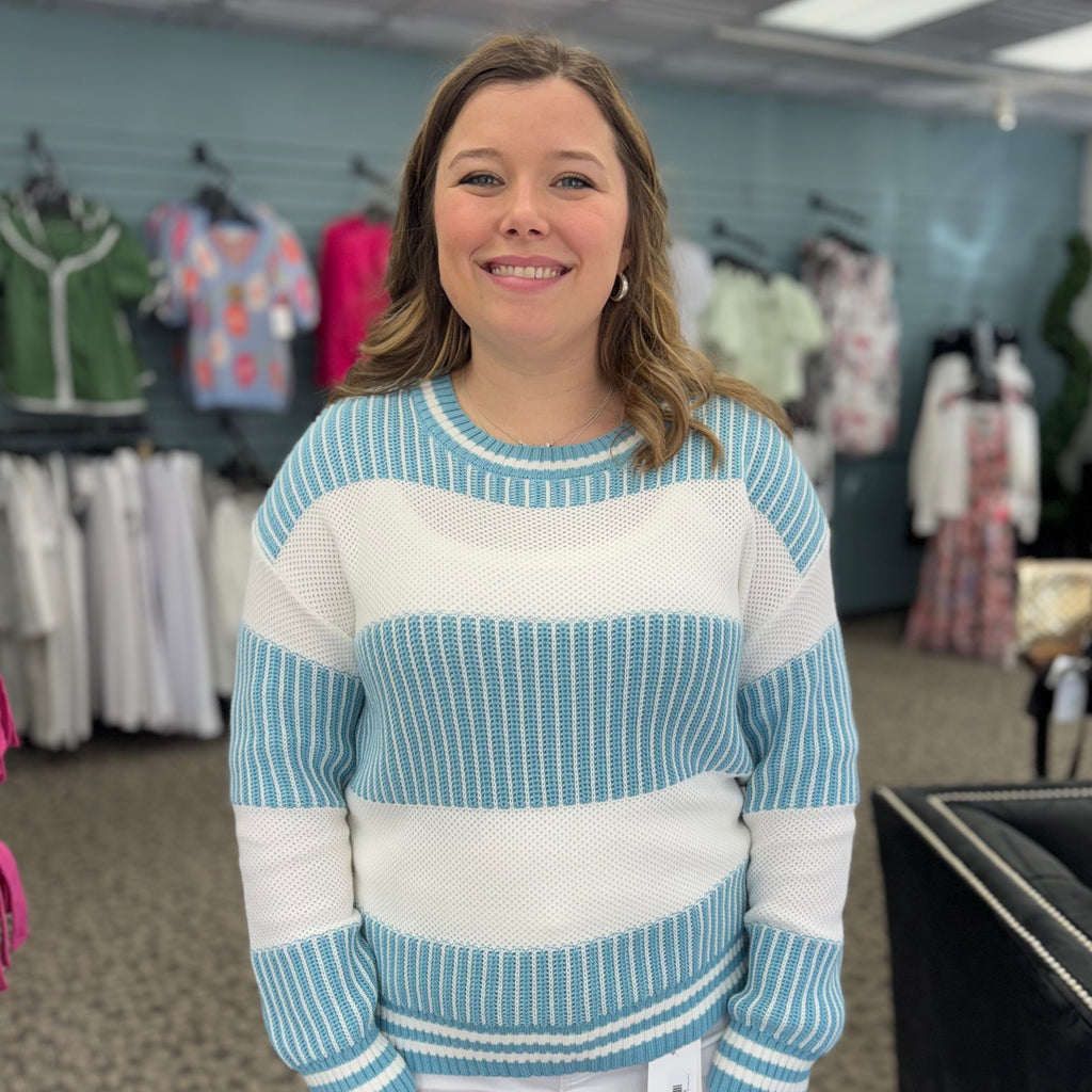 Striped Patchwork Drop Shoulder Loose Sweater