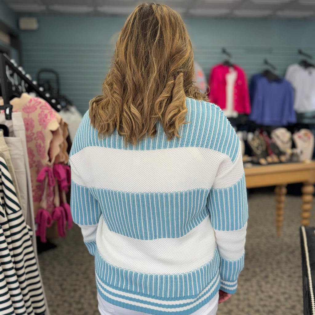 Striped Patchwork Drop Shoulder Loose Sweater