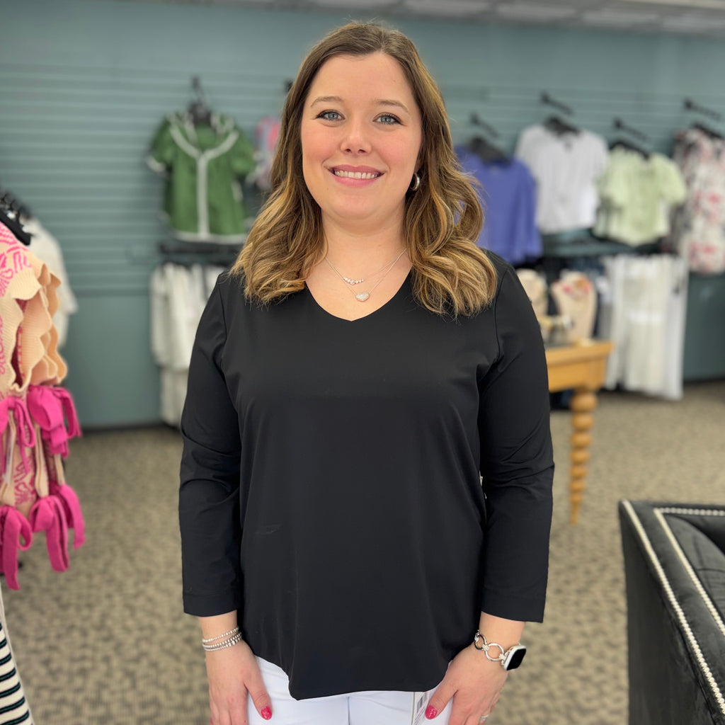 3/4 Sleeve V-neck Top
