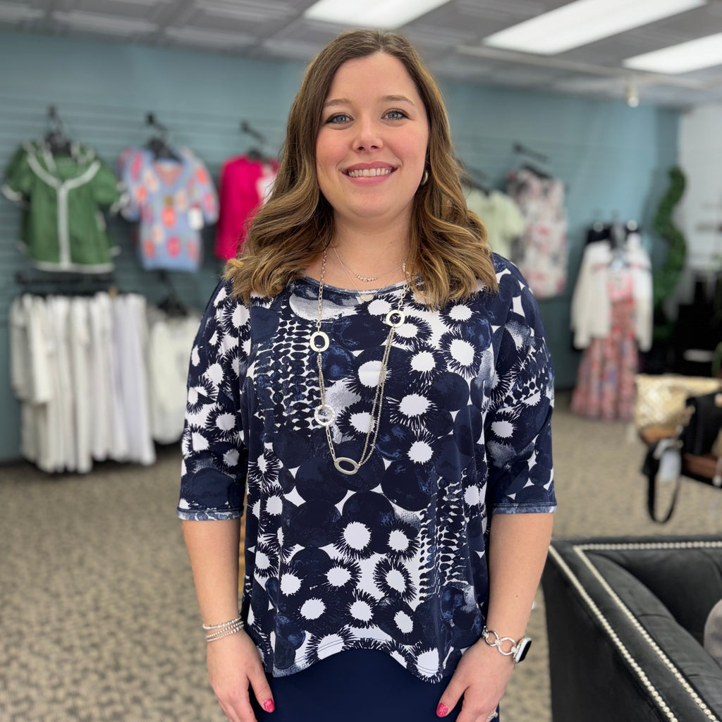 Circle Splatter Loose Cut Half Sleeve Top