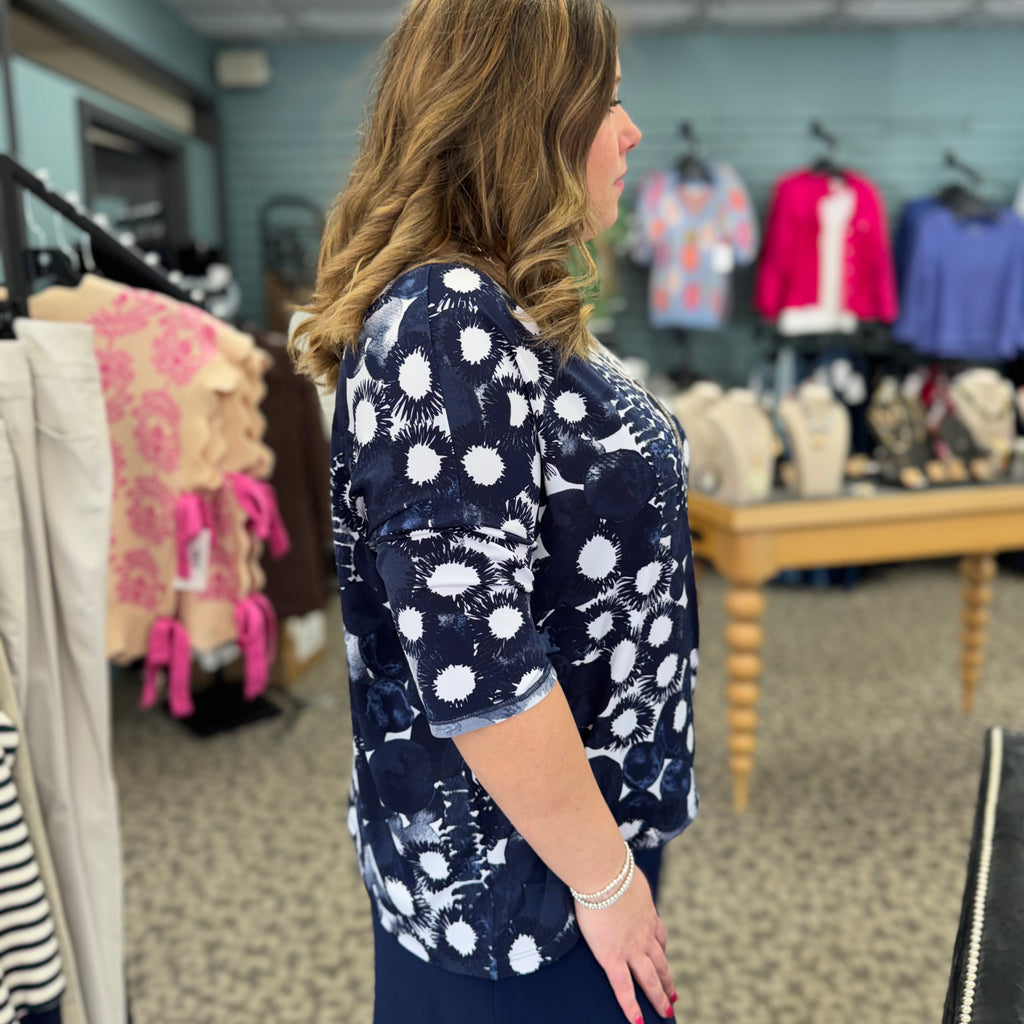 Circle Splatter Loose Cut Half Sleeve Top