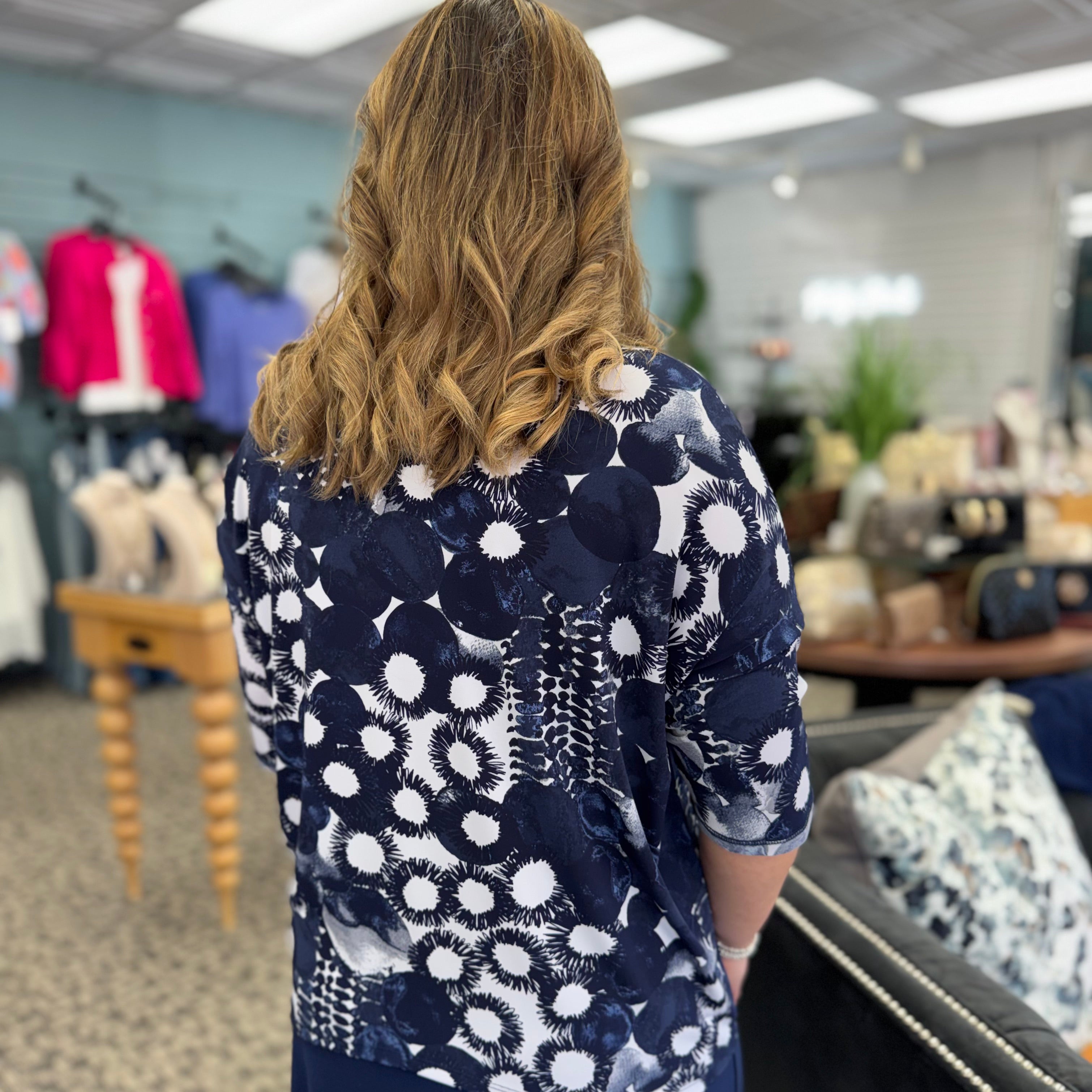 Circle Splatter Loose Cut Half Sleeve Top