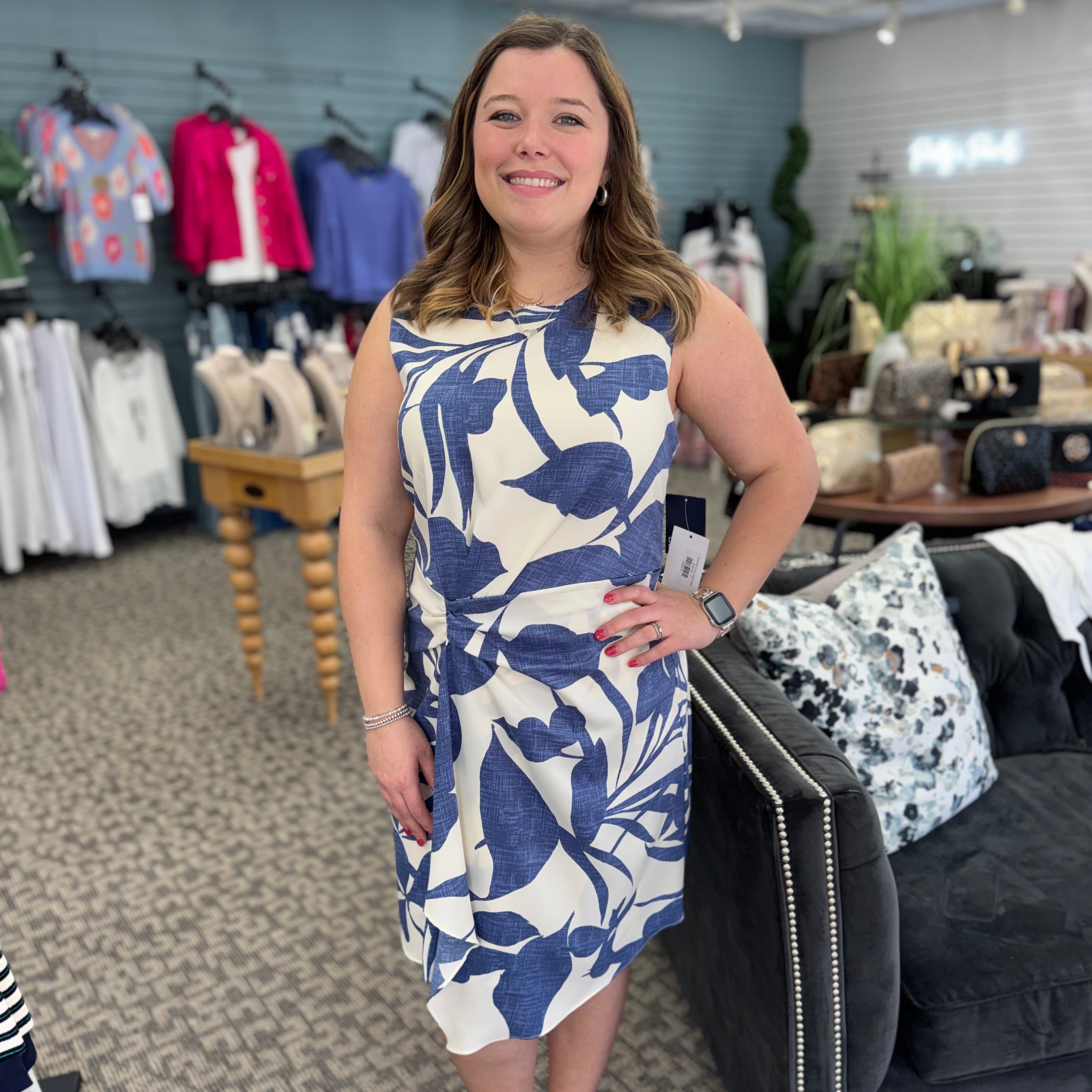 Faux Wrap Knee Length Dress