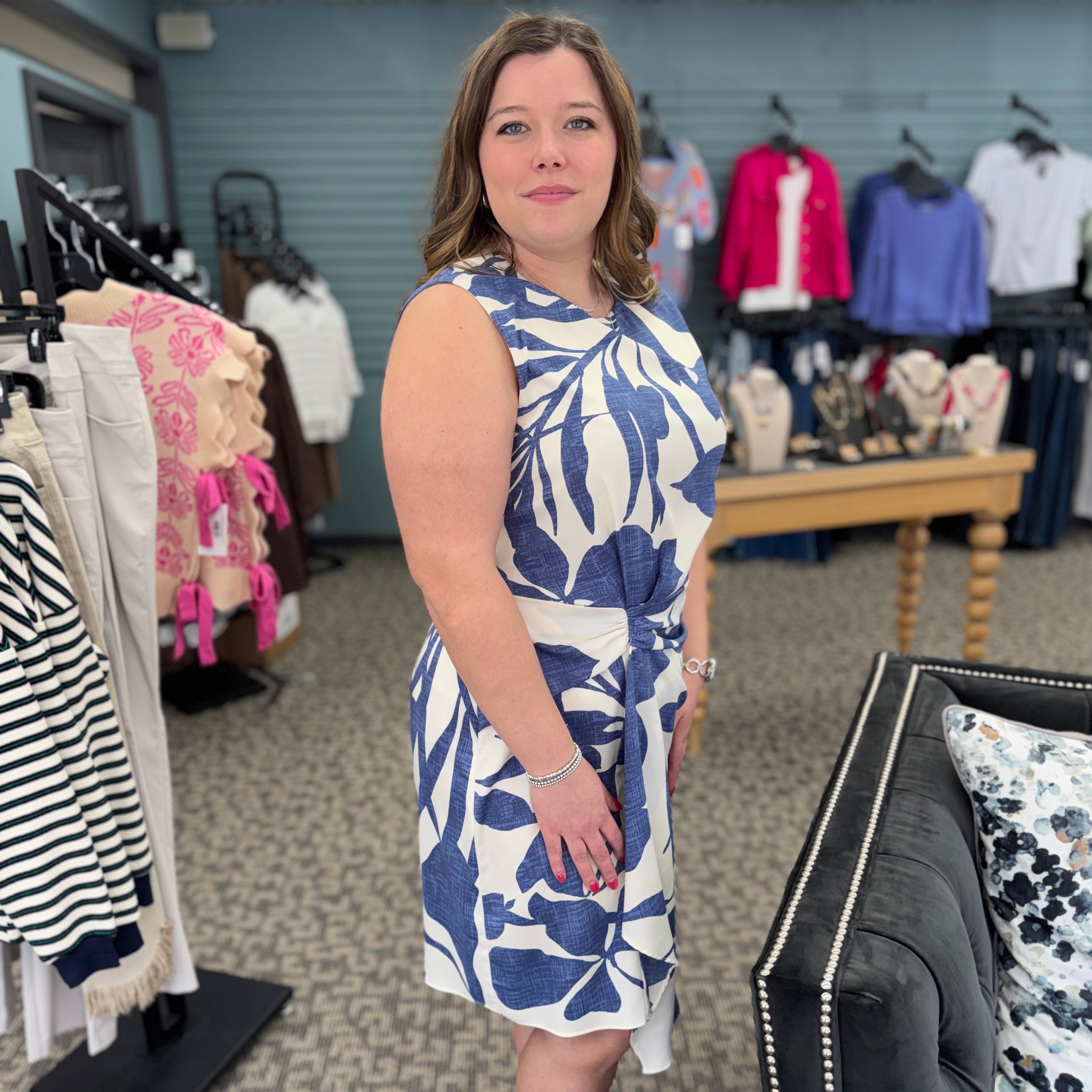 Faux Wrap Knee Length Dress