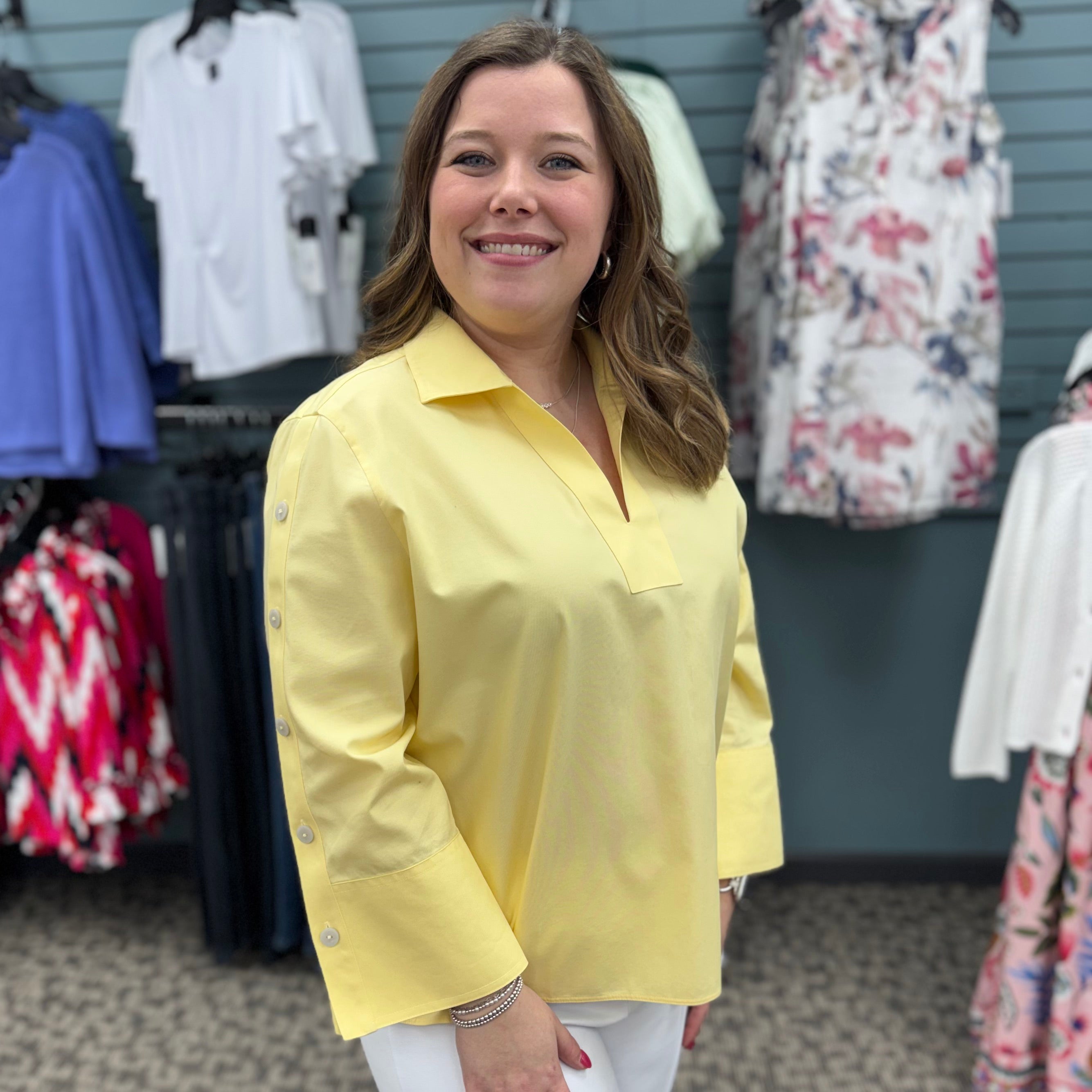 Lainey Button 3/4 Sleeve Detail Popover