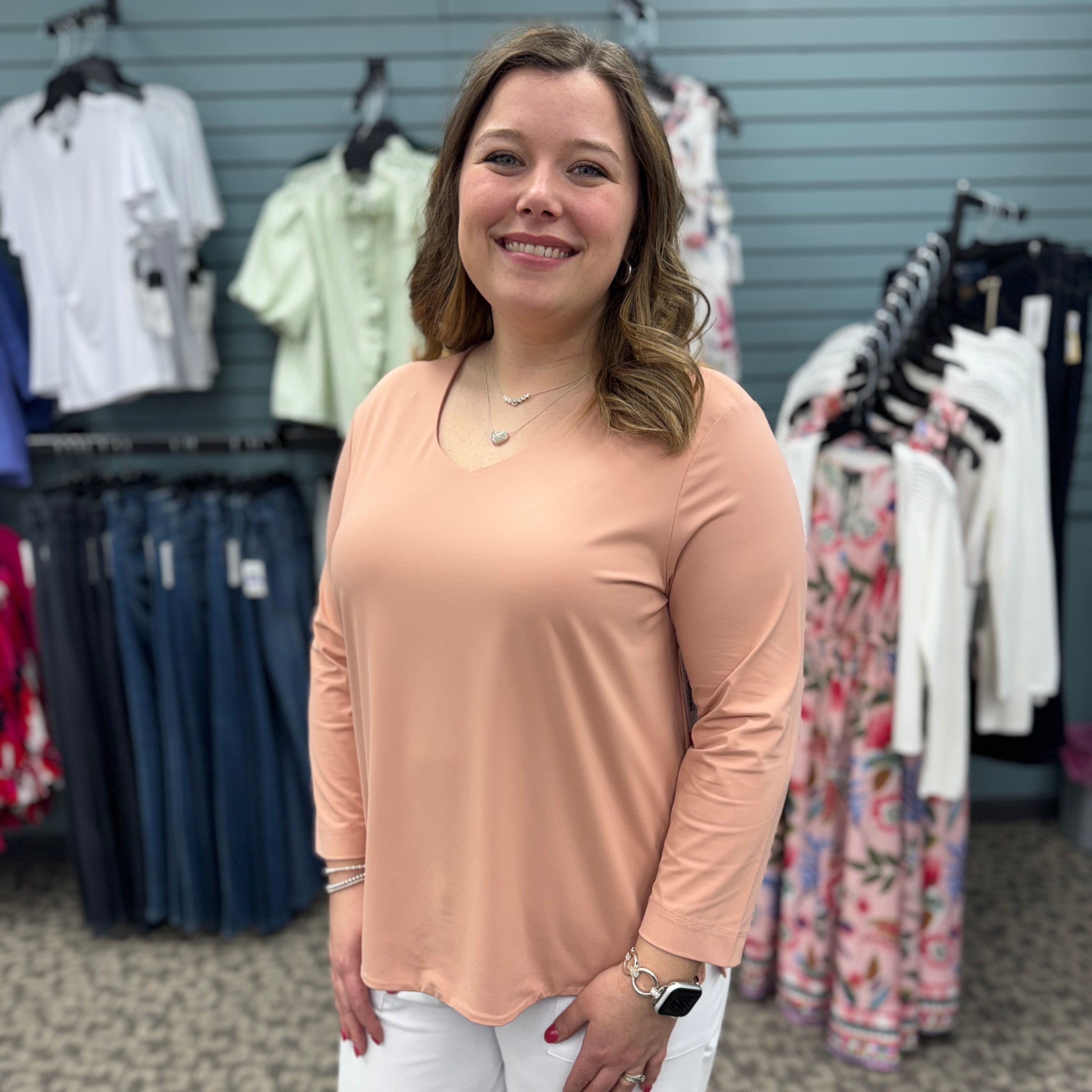 3/4 Sleeve V-neck Top