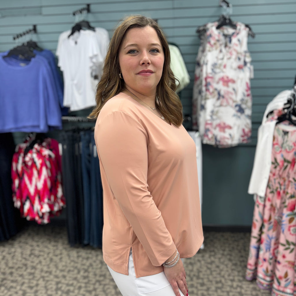 3/4 Sleeve V-neck Top