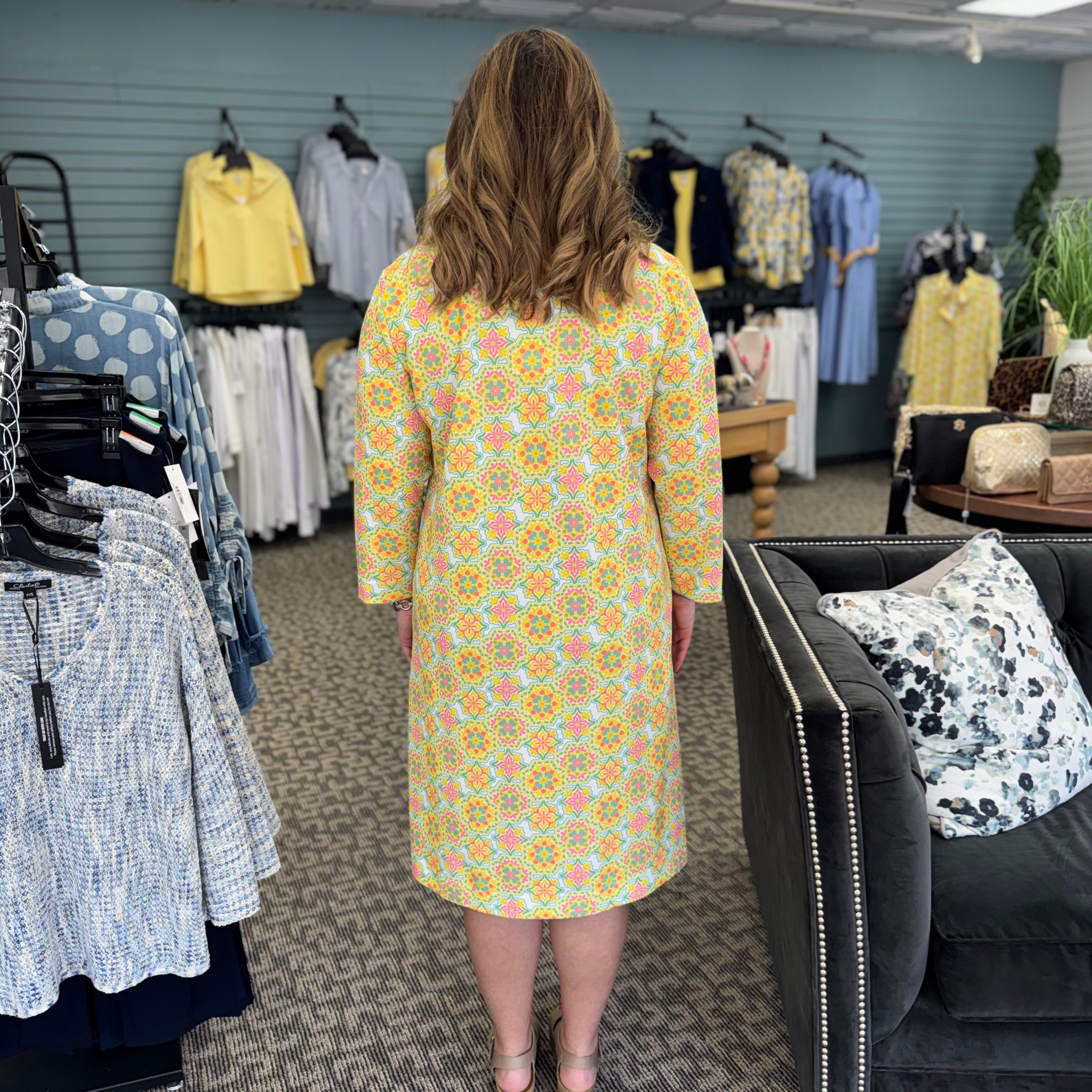 Tammy Sicilian Tile 3/4 Sleeve Dress