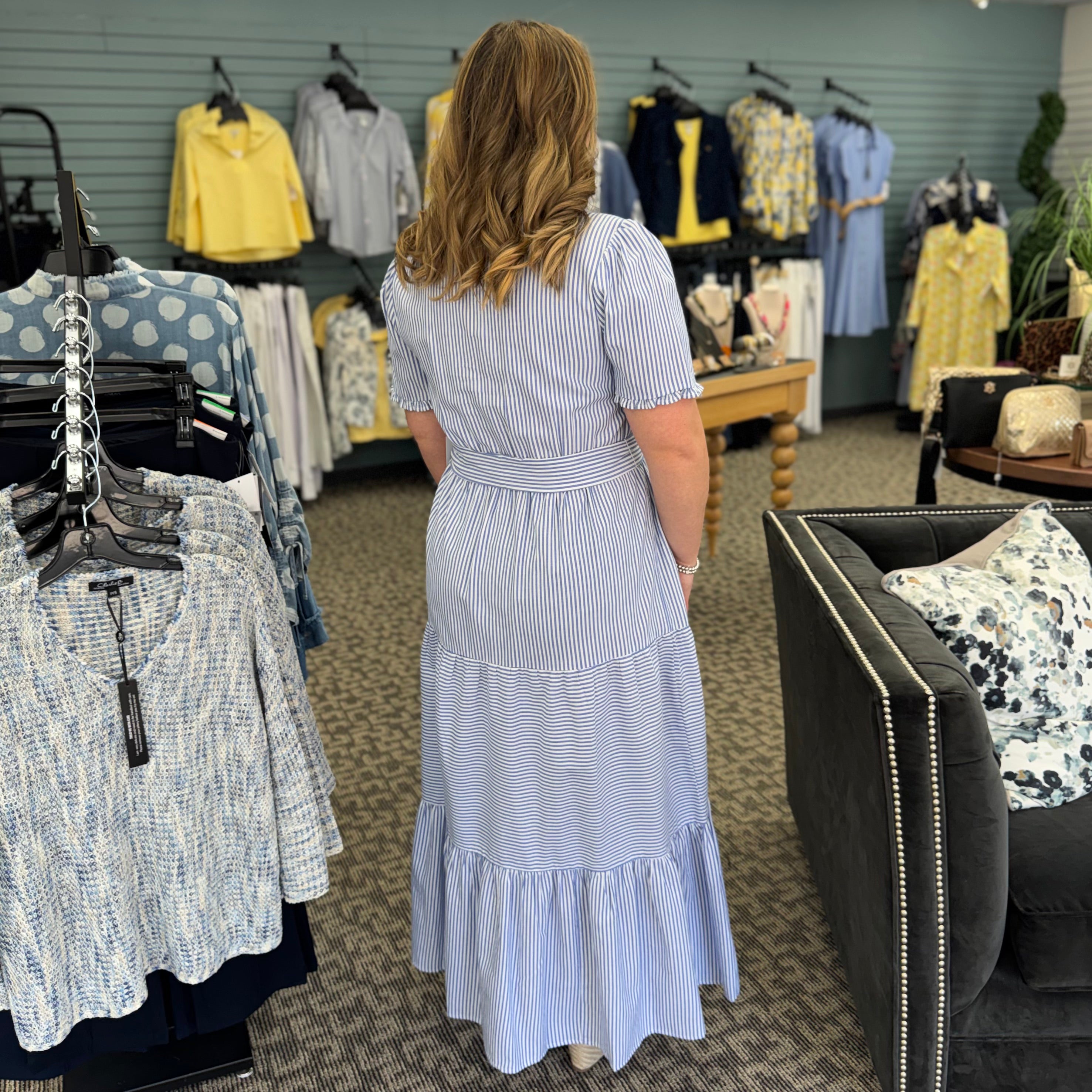 Striped Maxi Dress with Ruffle Detail