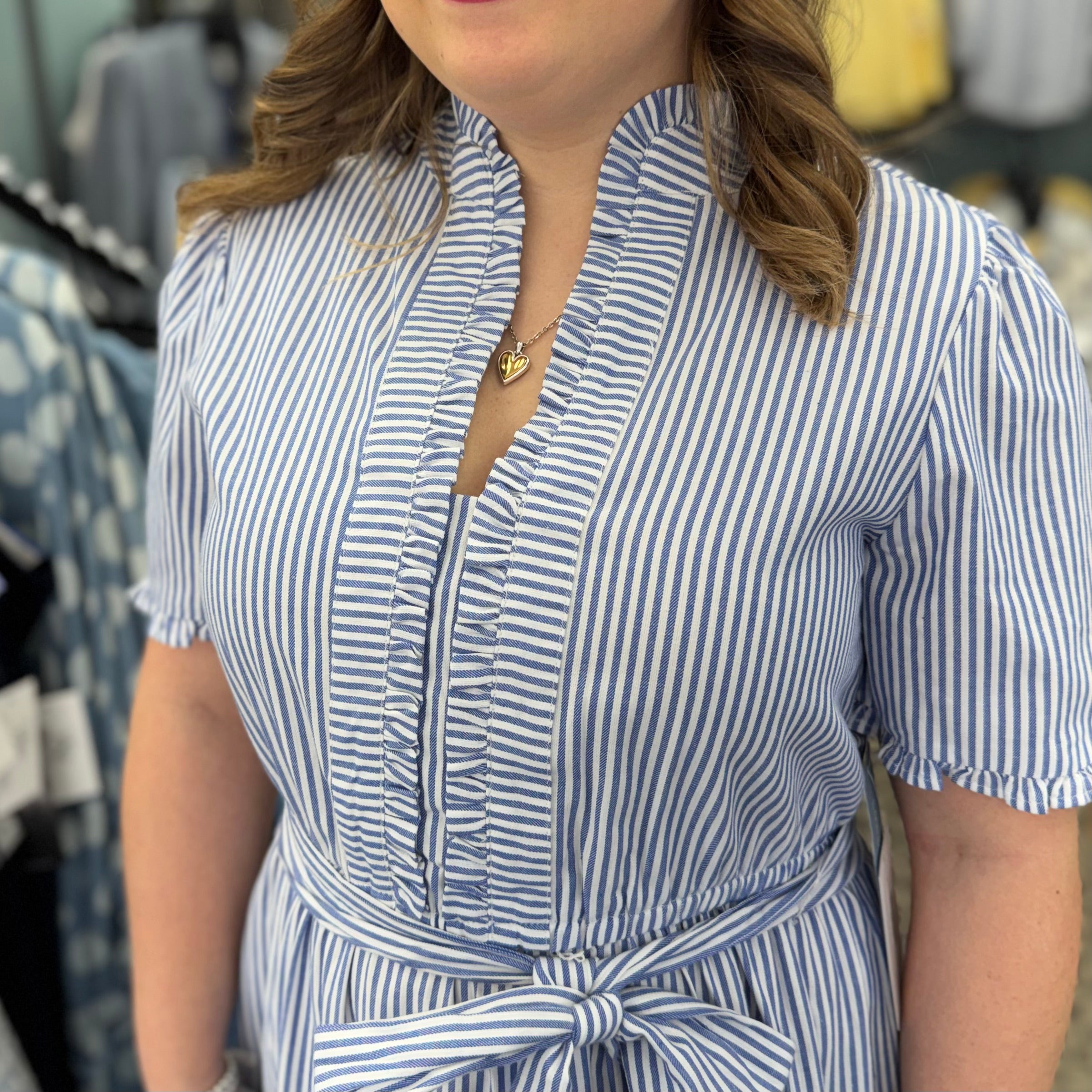 Striped Maxi Dress with Ruffle Detail