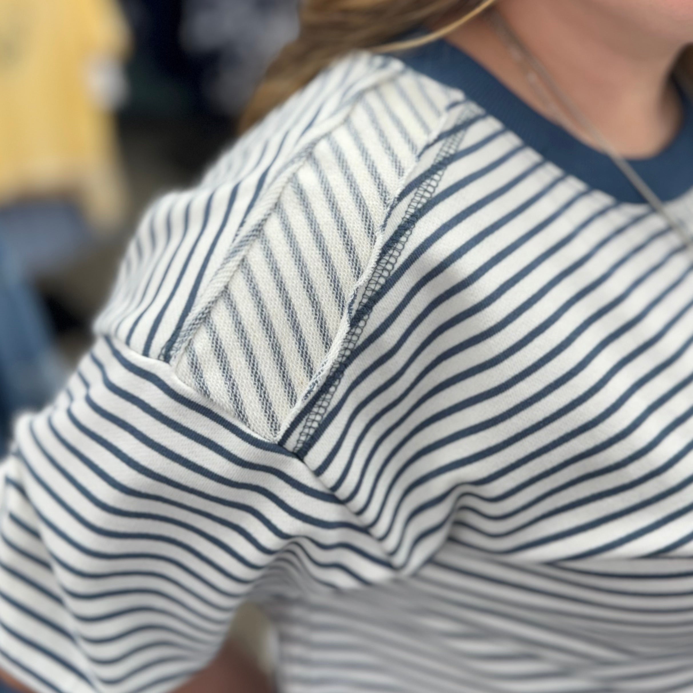 Striped Knit Short Sleeve Casual Top