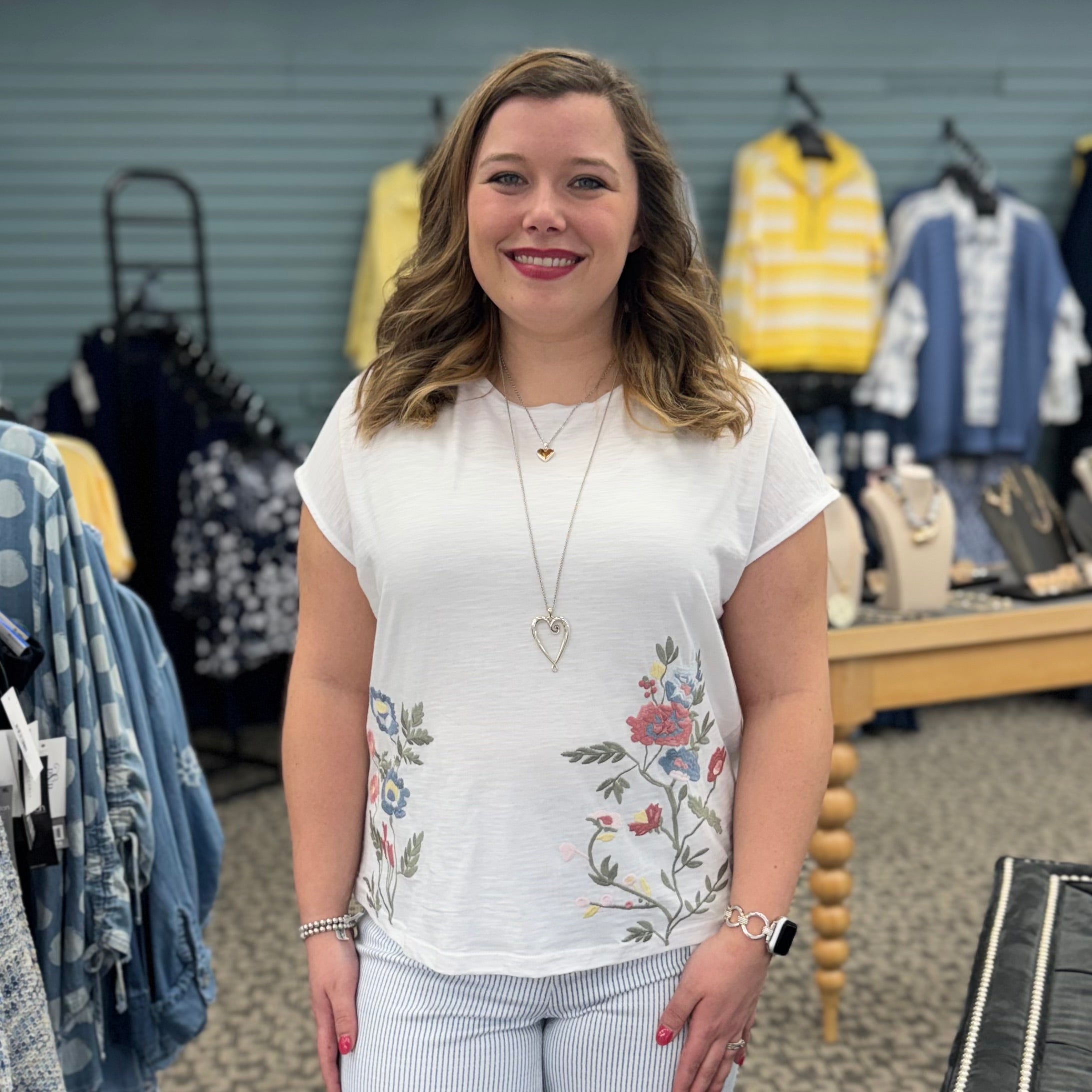 Cap Sleeve Cotton Floral Embroidery Top