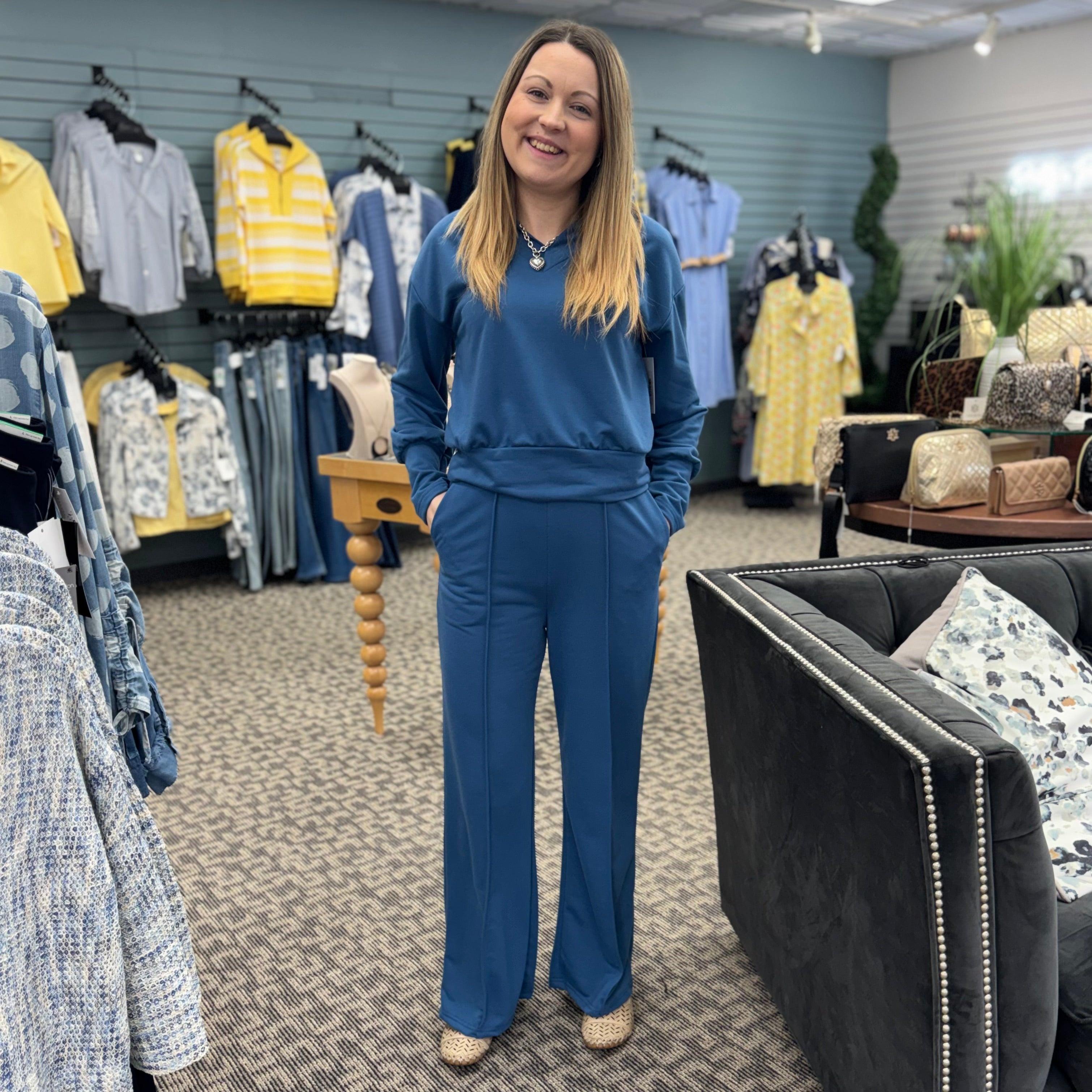 V-Neck Sweatshirt and Wide Leg Lounge Set