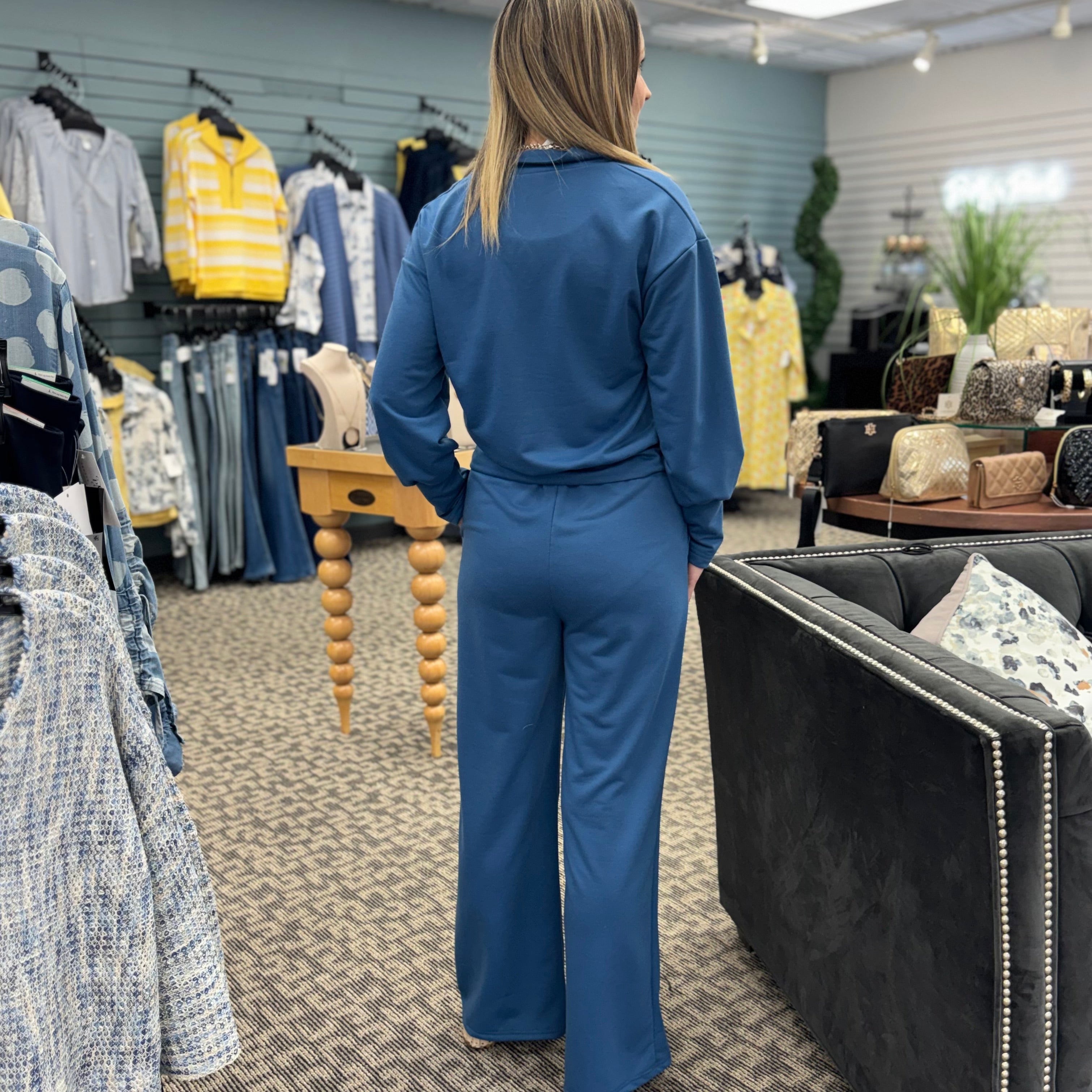 V-Neck Sweatshirt and Wide Leg Lounge Set