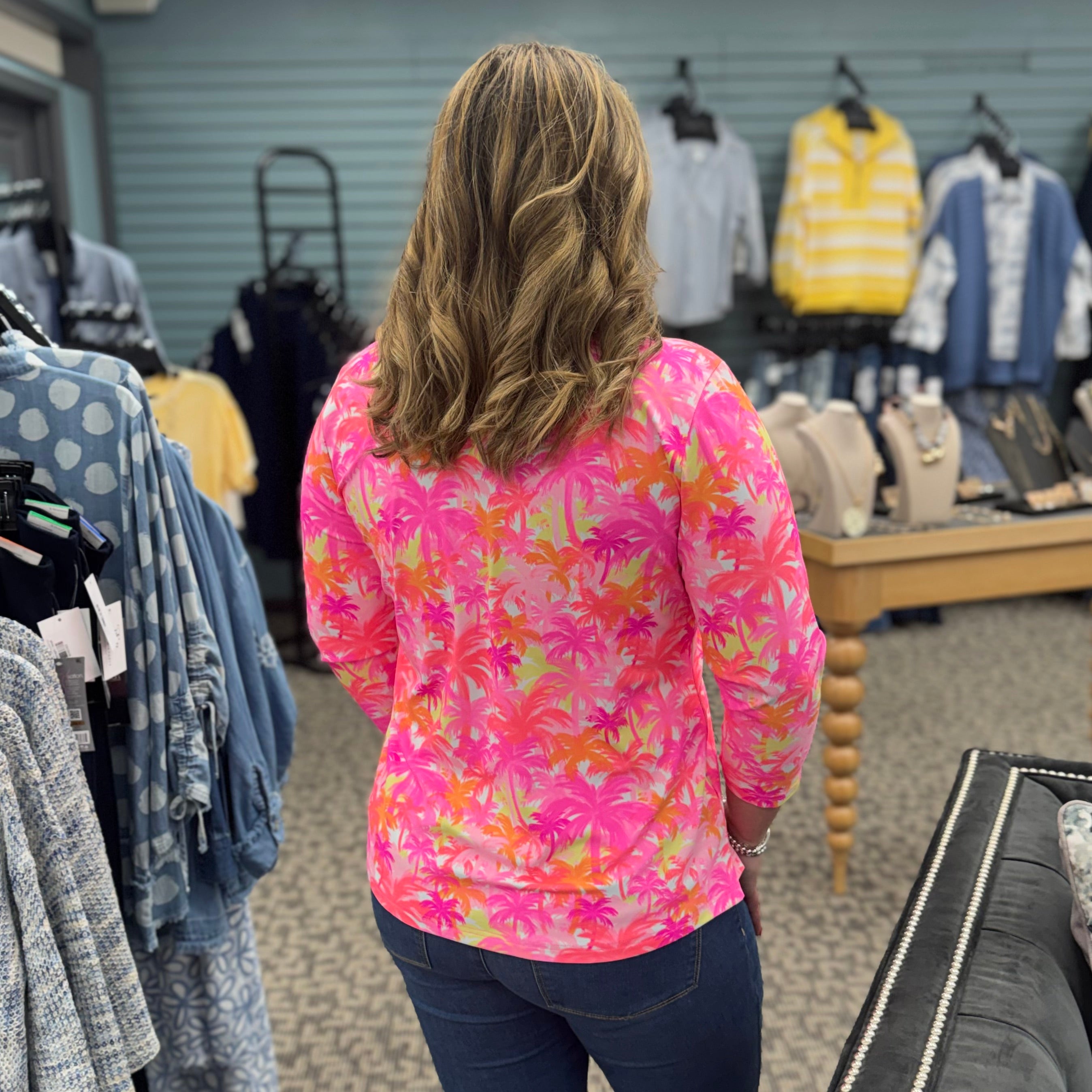 3/4 Sleeve V Neck Top