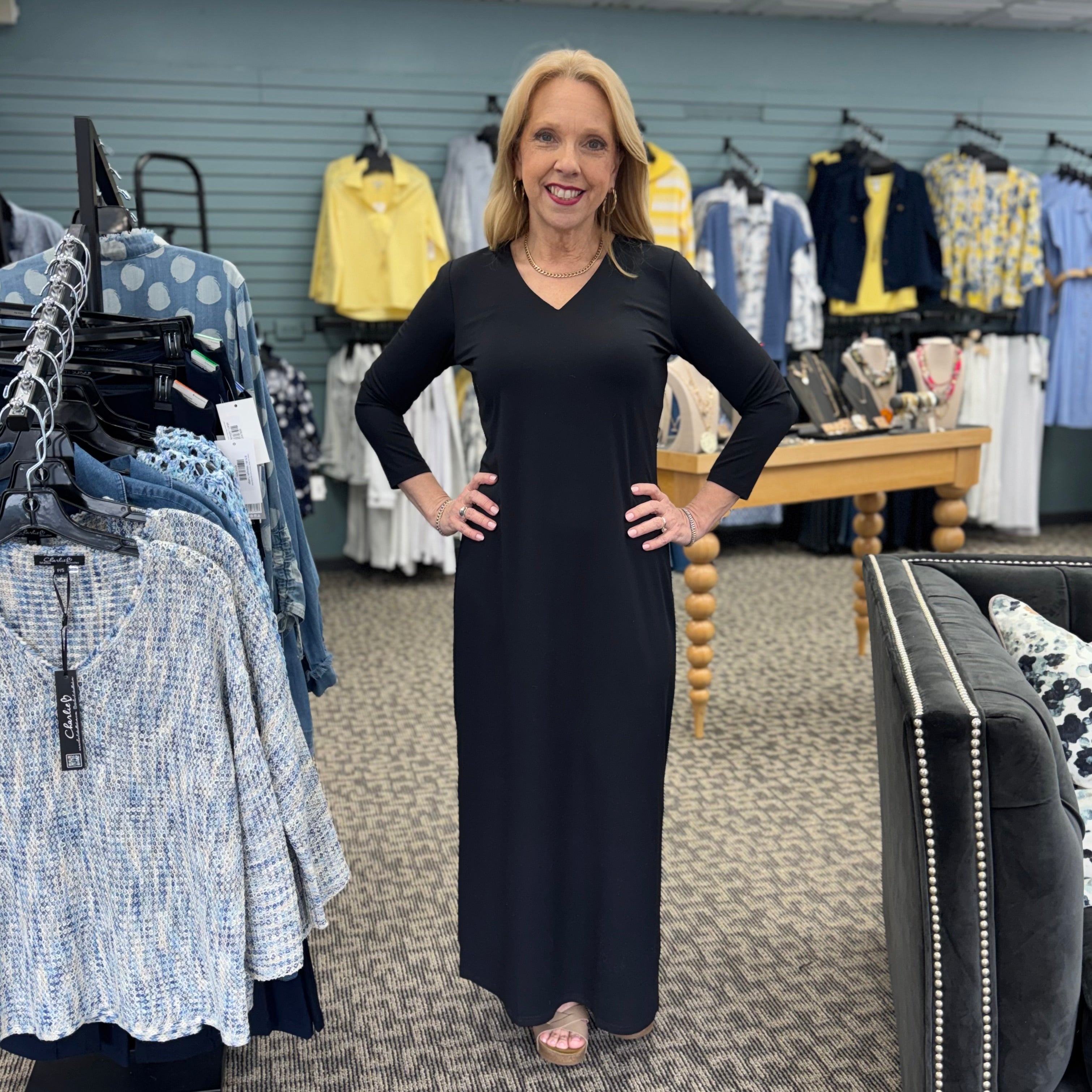 3/4 Sleeve Maxi Dress