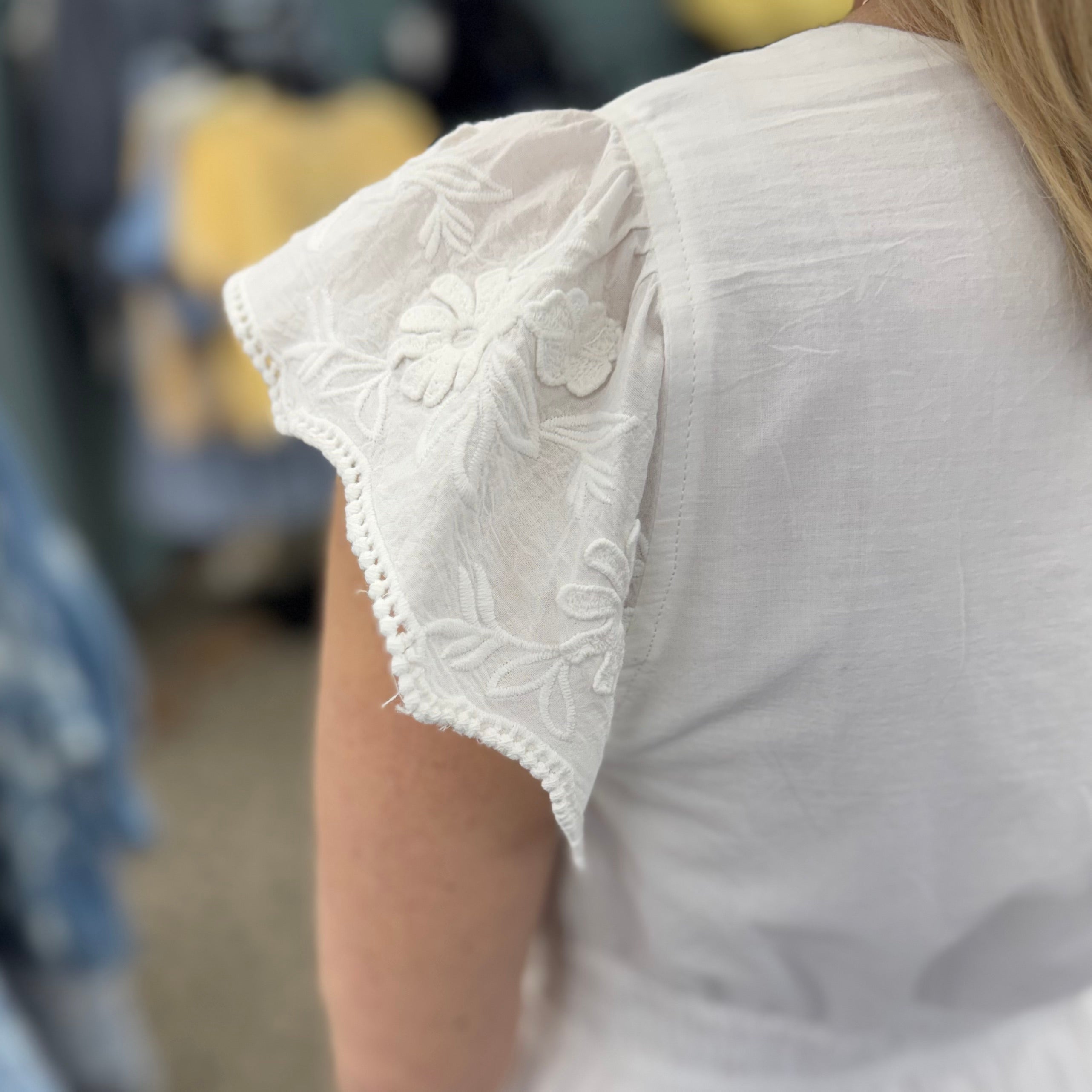 V-Neck Elastic Waist Dress With Ruffle Cap Sleeve