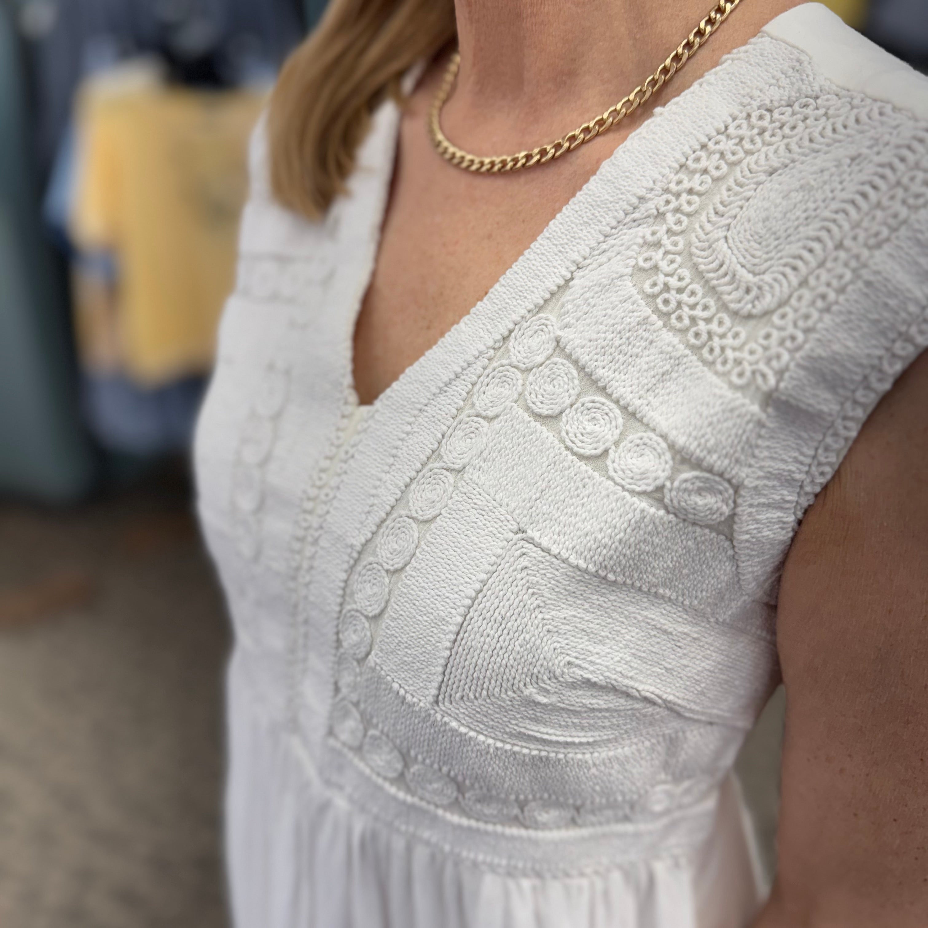 Applique Detail Bodice Empire Seam Maxi Dress