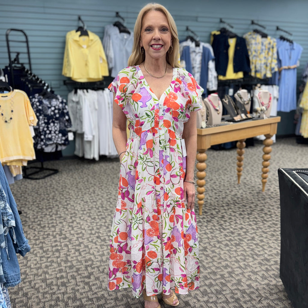 Short Sleeve Floral Patterned Dress