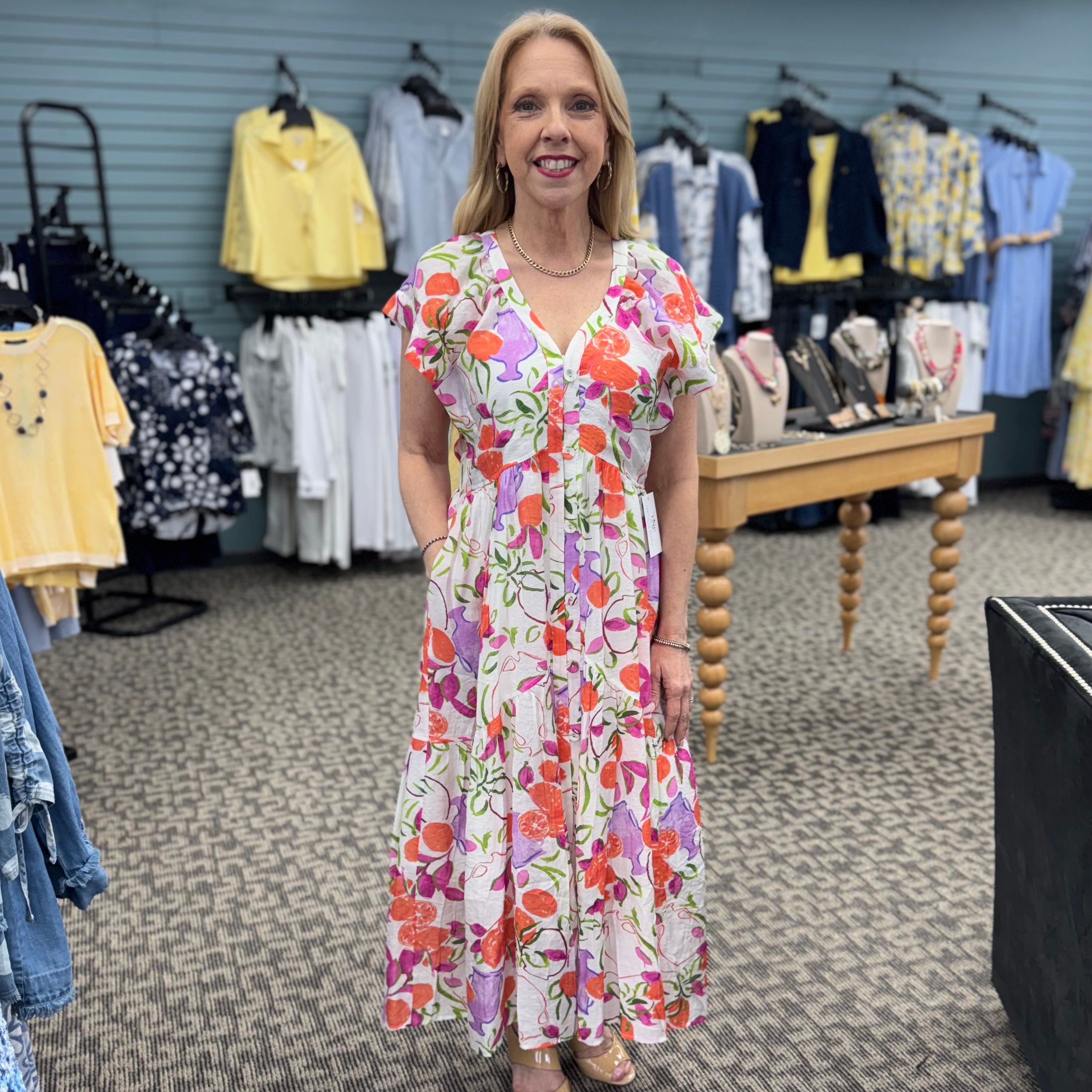 Short Sleeve Floral Patterned Dress