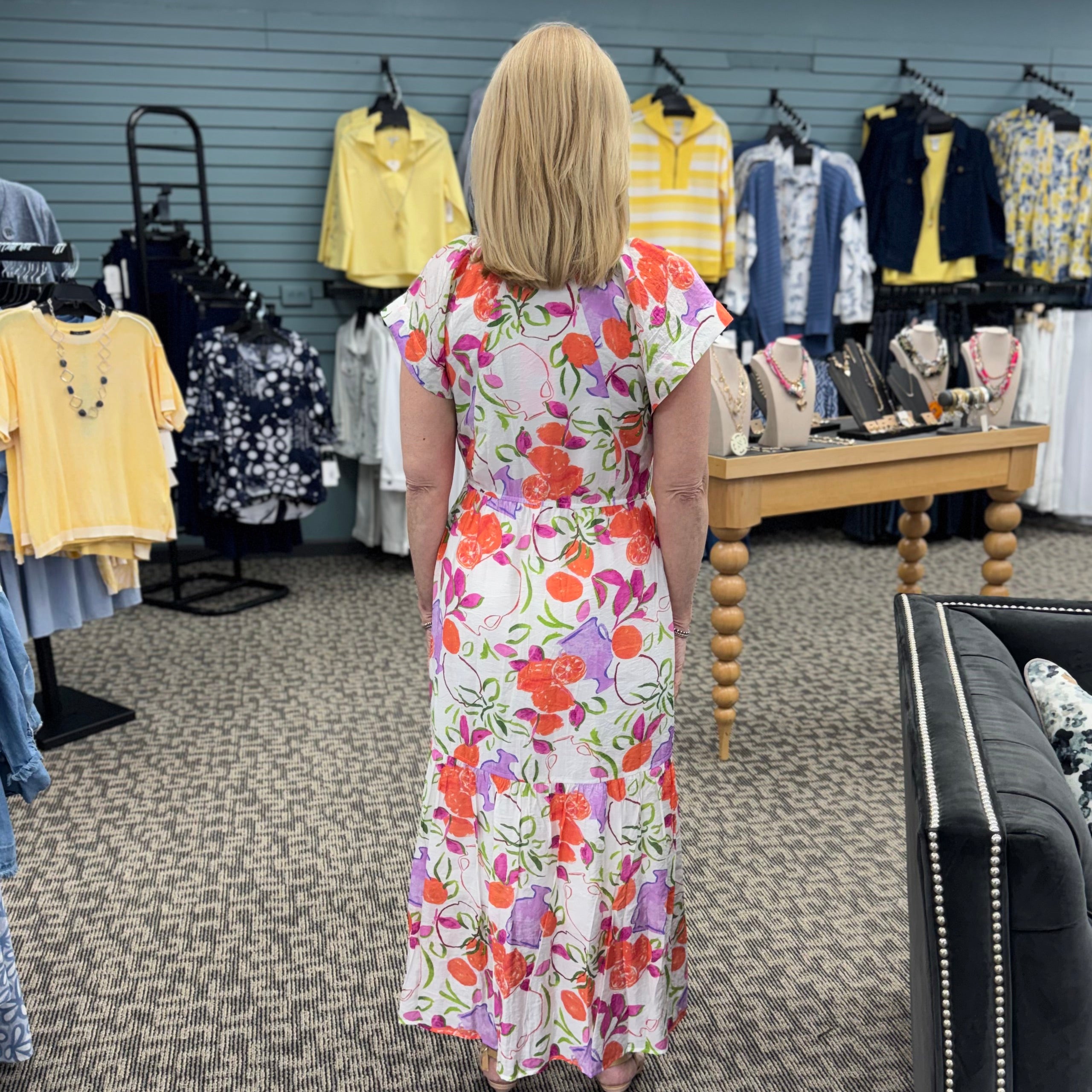 Short Sleeve Floral Patterned Dress