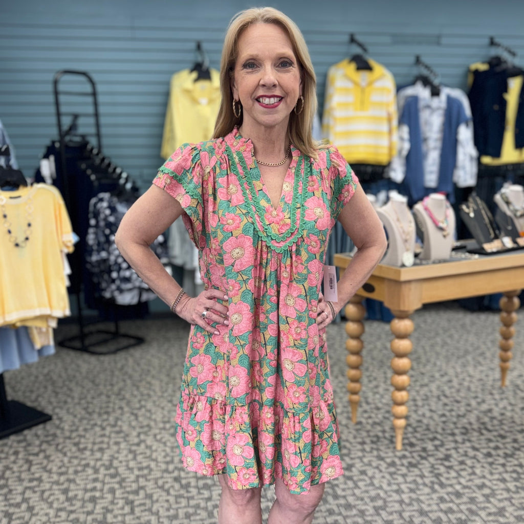 Abstract Print Tiered Mini Dress