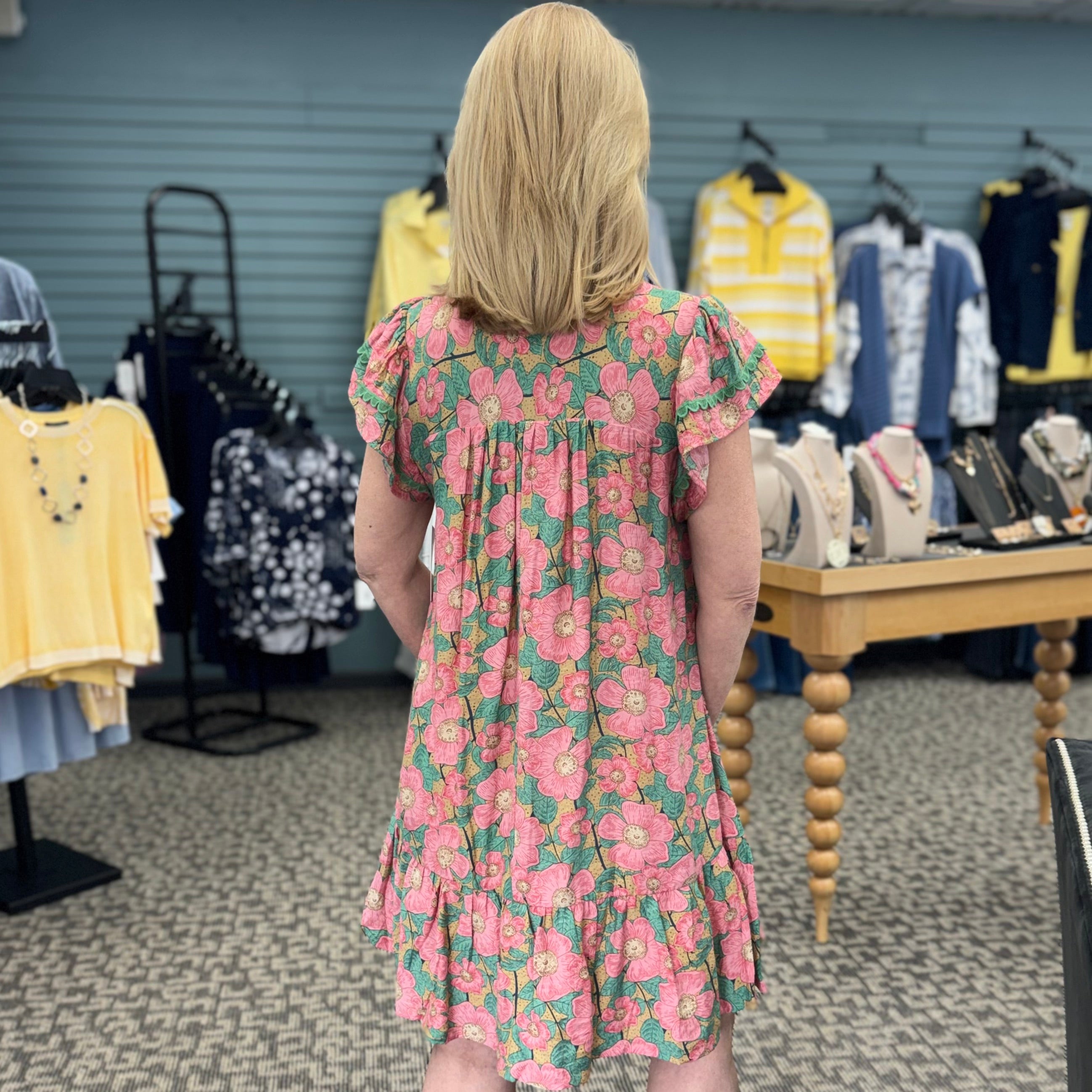 Abstract Print Tiered Mini Dress