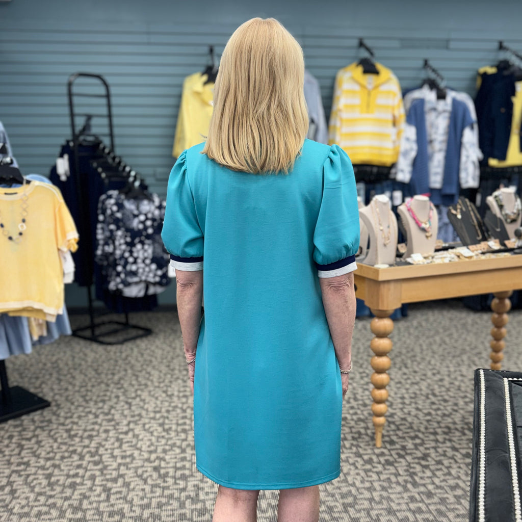 Color Block Zip Front Shift Dress