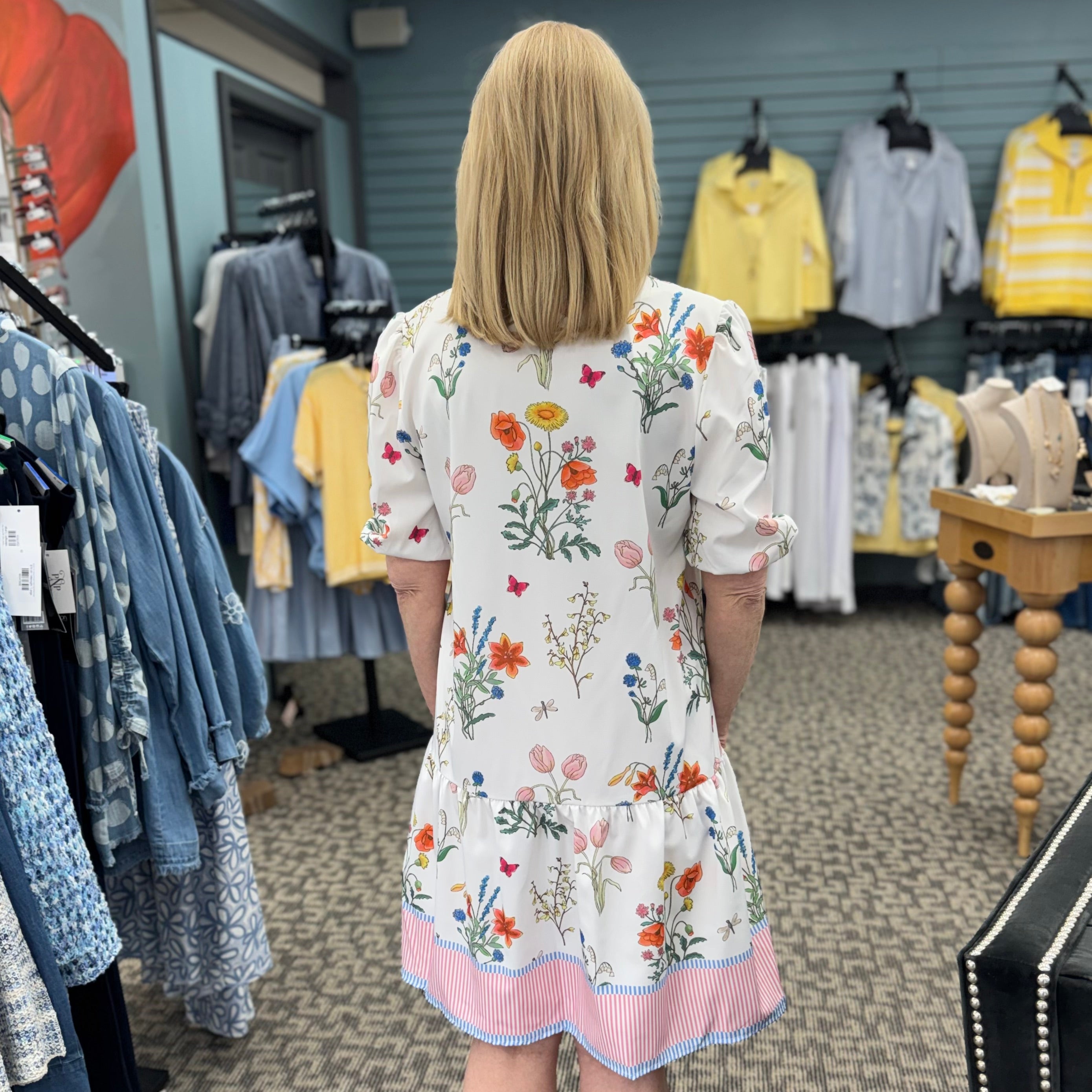 Marbella Bohemia Floral Puff Sleeve Relaxed Midi Dress