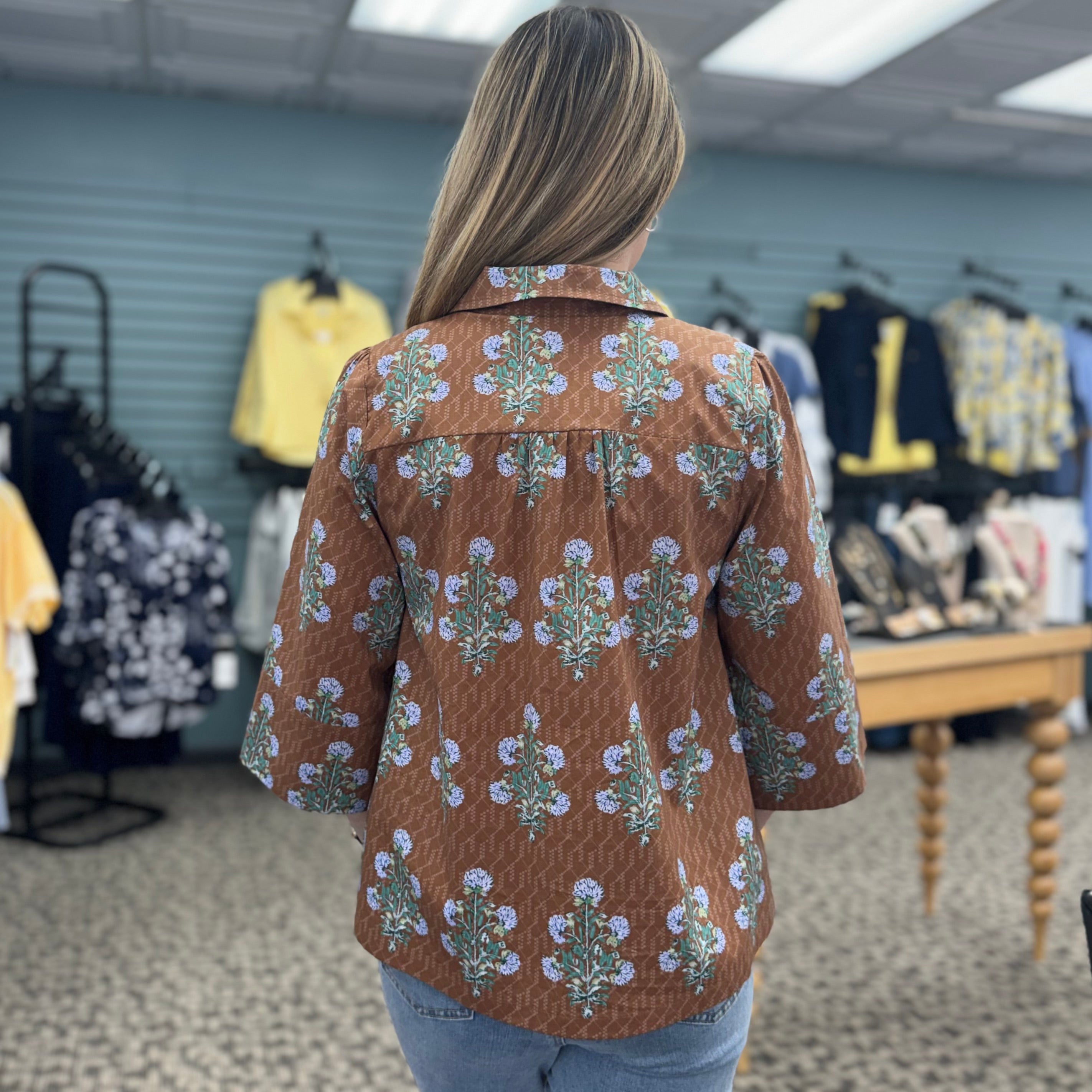 3/4 Sleeve Floral Top