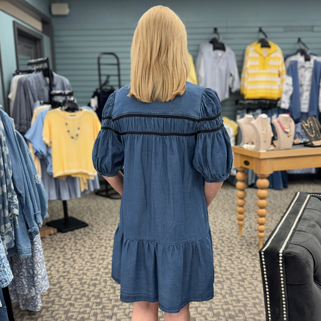 Bleach Washed Button Down Mini Dress