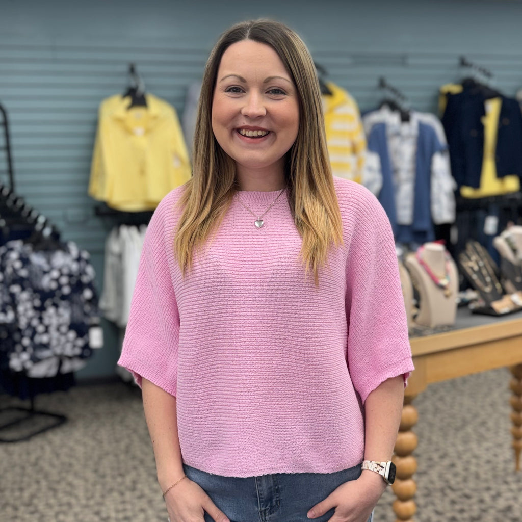 Open Weave Crop Crochet Dolman Sleeve Top