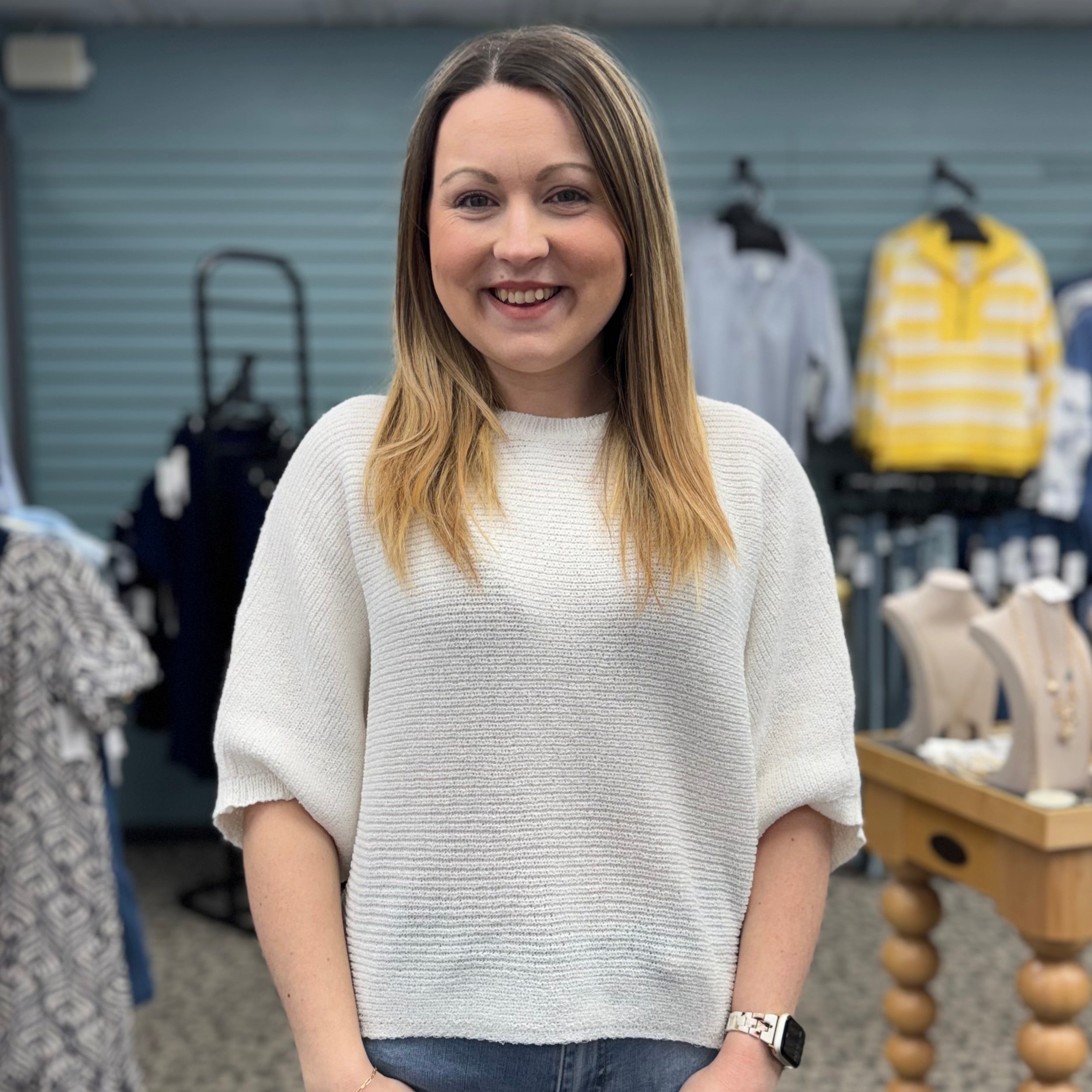 Open Weave Crop Crochet Dolman Sleeve Top