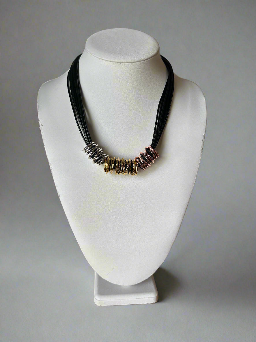 Gold, Silver and Bronze Chunky Necklace