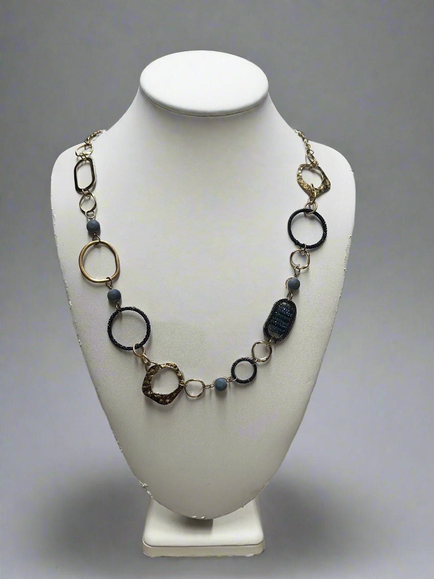 Blue and Gold Accent Necklace