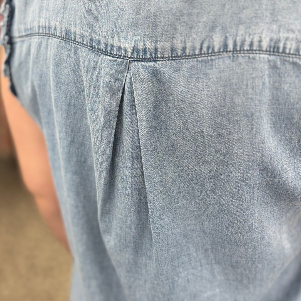 Snow Washed Ruffle Edge Sleeveless Top