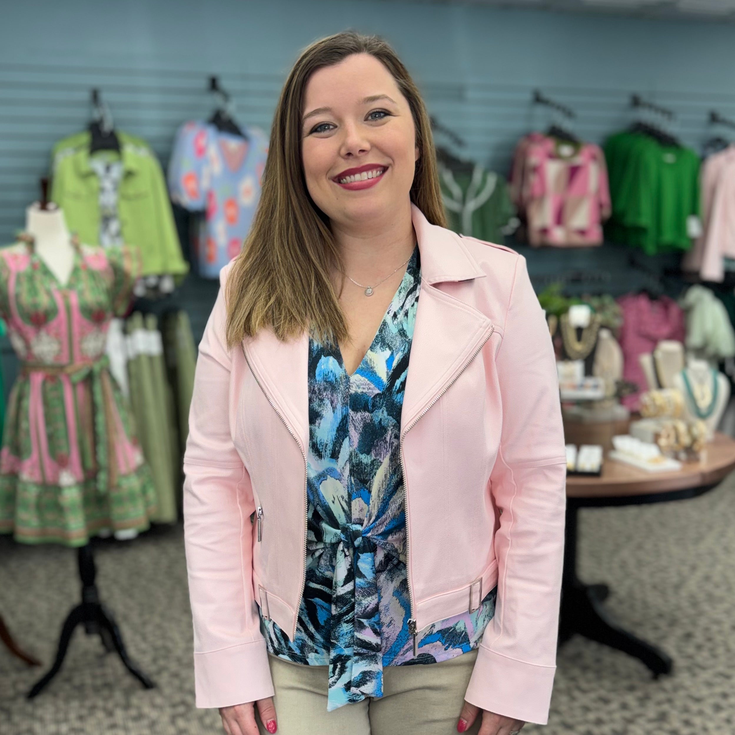 Foiled Faux Suede Fitted Jacket with Decorative Buckles